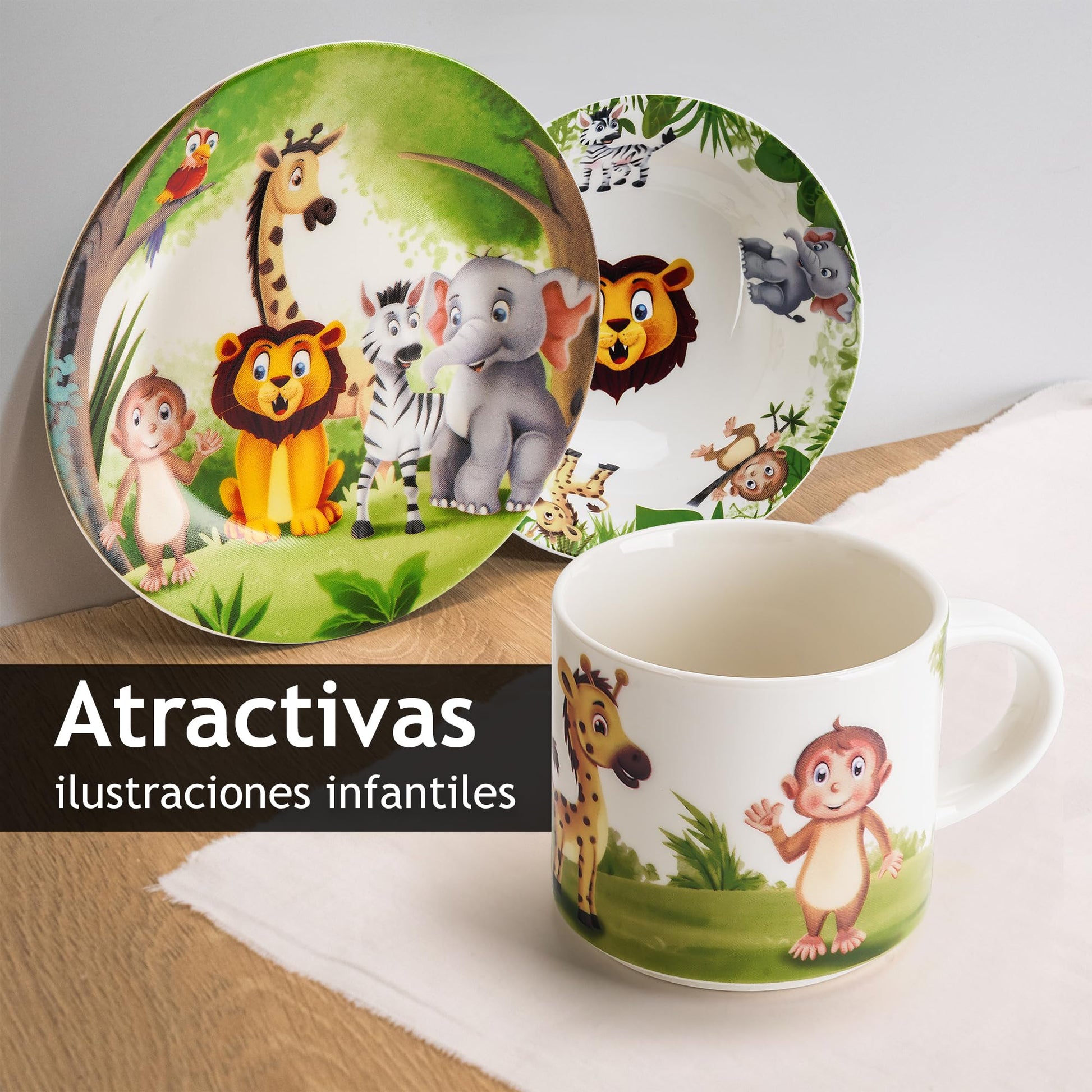 Juego de Vajilla Infantil MIAMIO Selva para Niños e Infantes