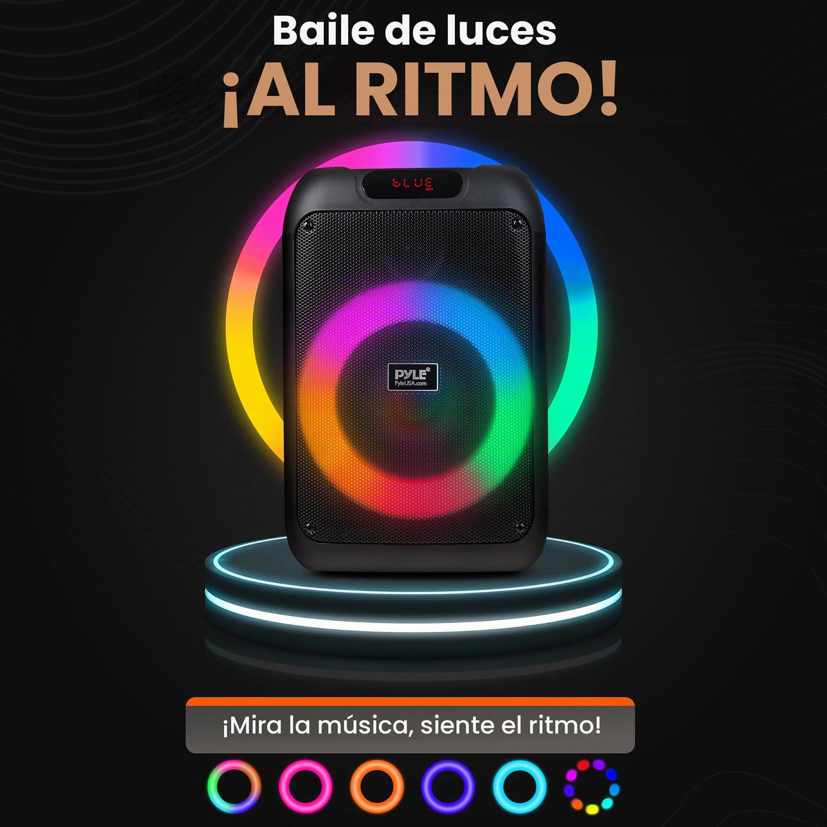 Bocina Bluetooth Pyle Verde Inalámbrico con Graves Potentes y Luces LED para Fiestas