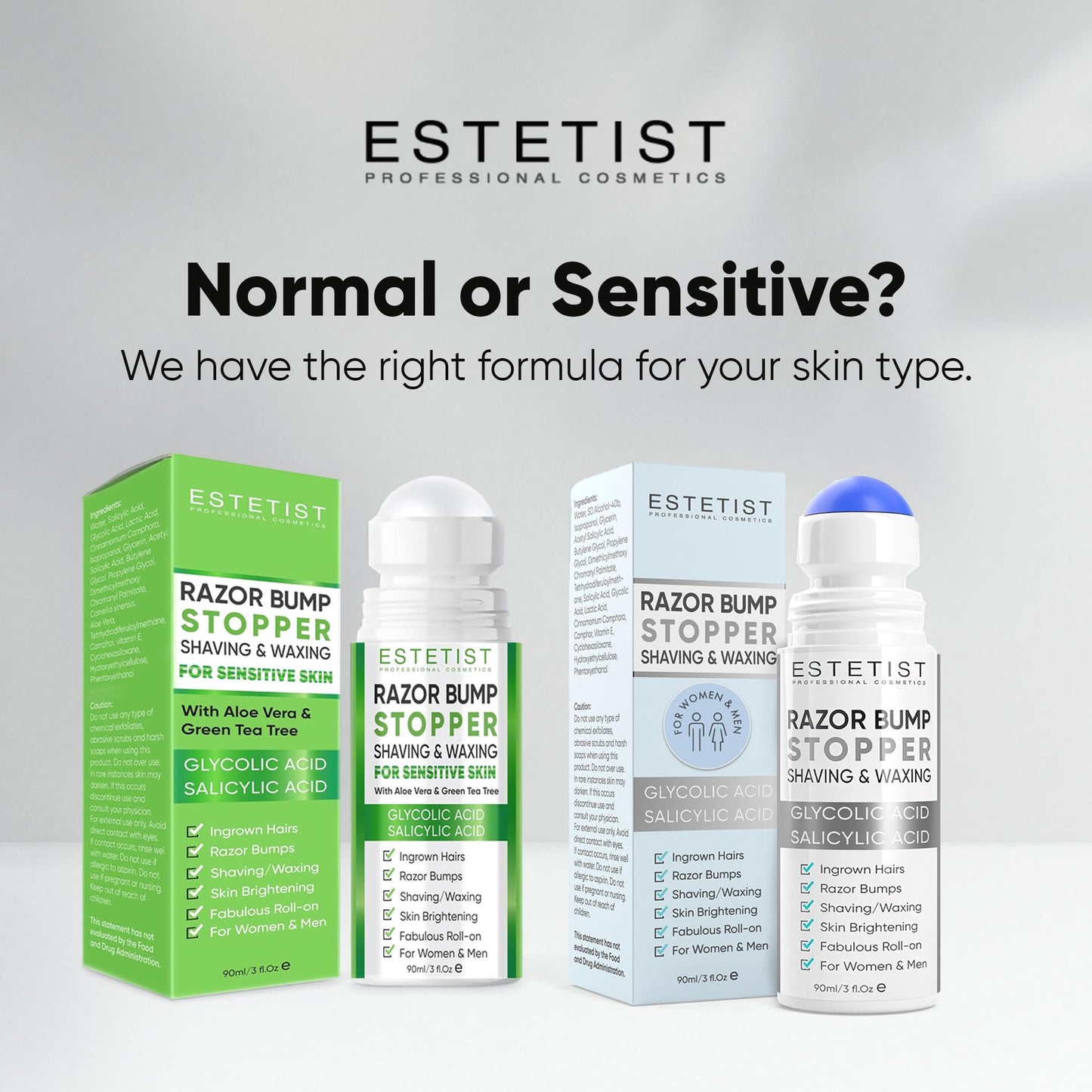 ESTETIST- Solución para detener los vellos encarnados con afeitadora Tratamiento para el cuidado de la piel del rostro, el cuello, la zona del bikini y las piernas