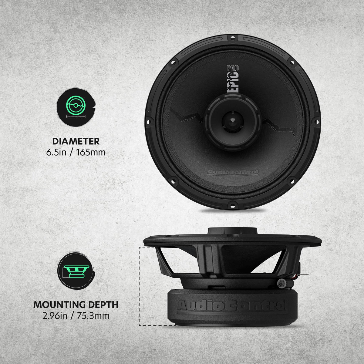 Altavoces Coaxiales AudioControl Serie Epic PRO 6.5" Negro Alto SPL para Coche