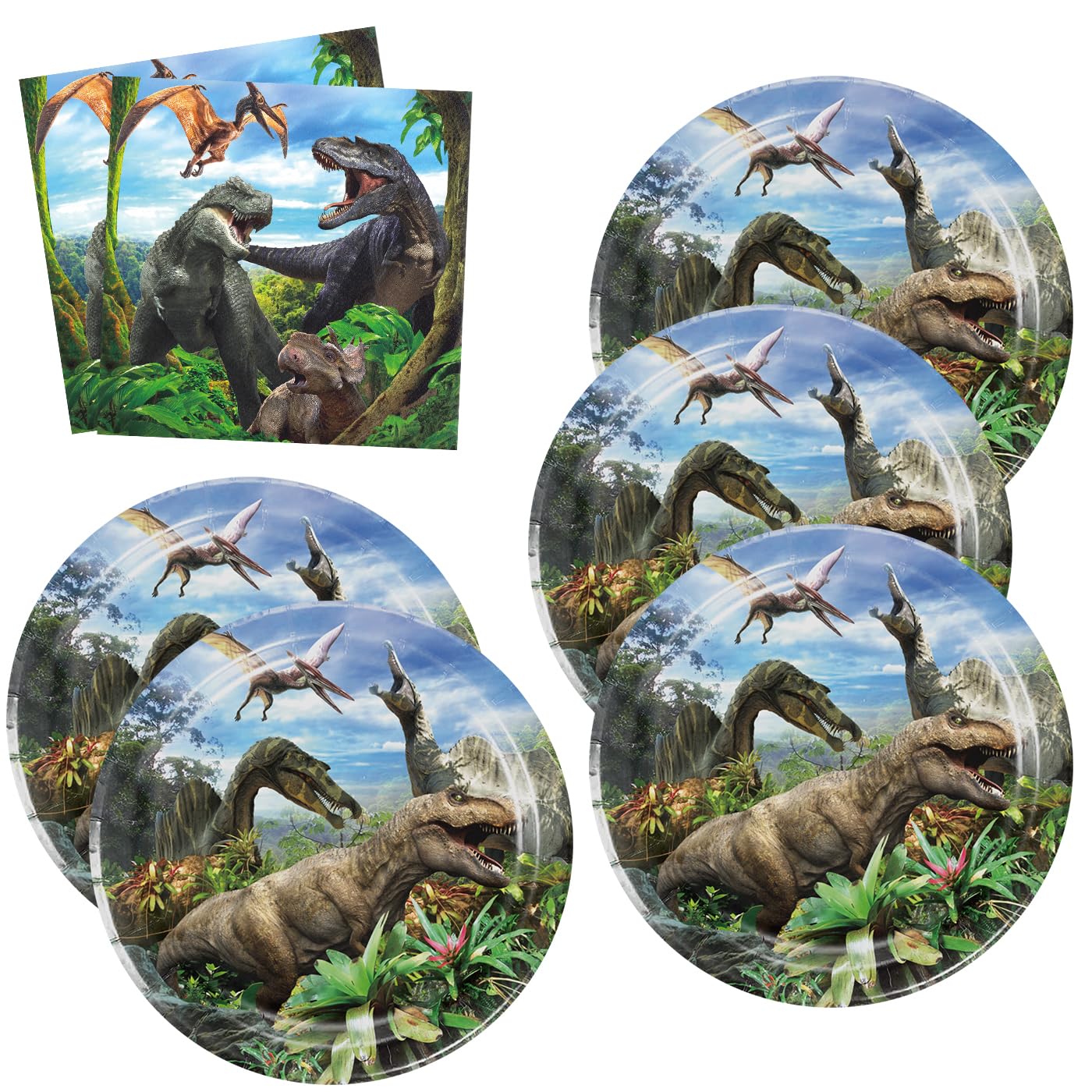 Suministros de Fiesta WETIM Jurassic Park Verde Paquete de 40 Piezas