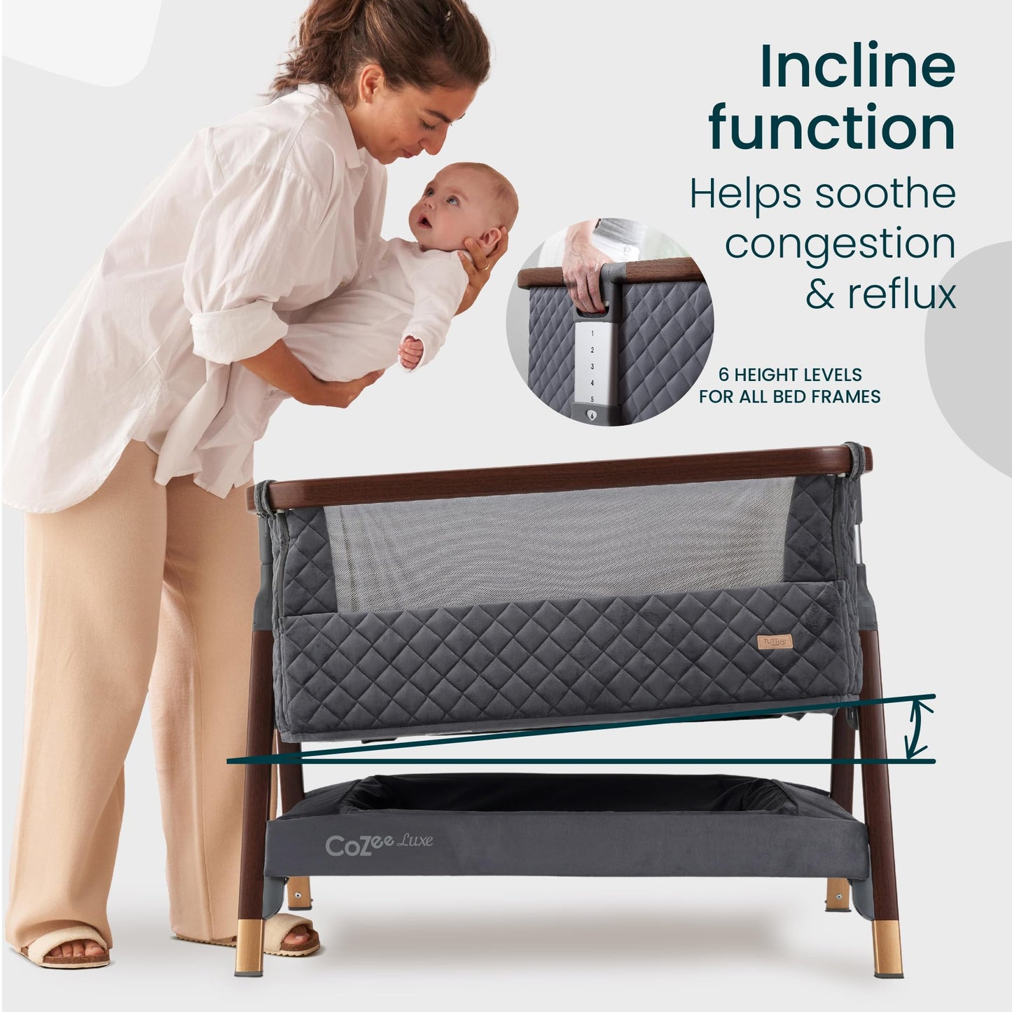 Tutti Bambini CoZee® Luxe - Moisés de noche, nogal/pizarrón