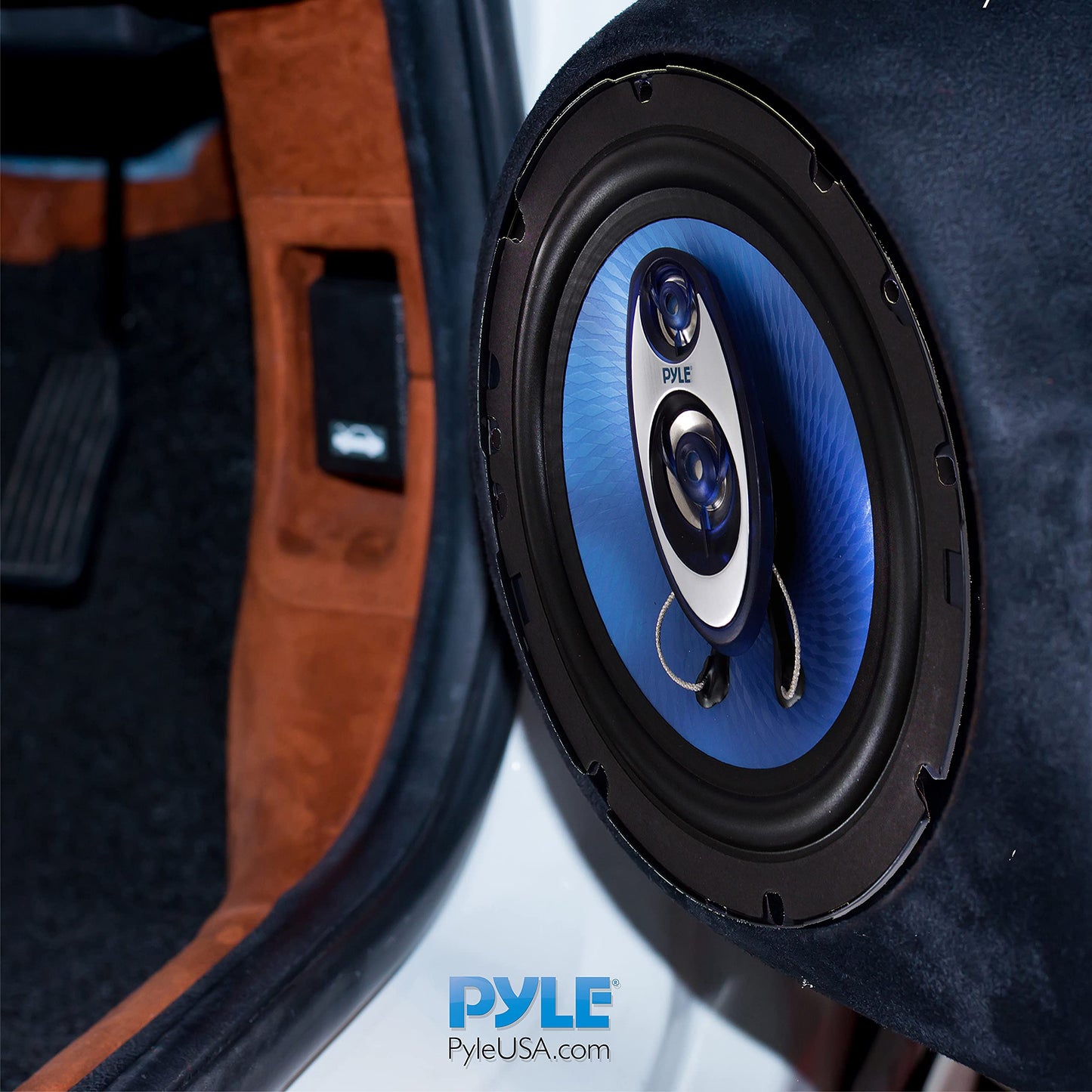 Pyle Bocinas de 6.5 pulgadas para coche estéreo - 180W RMS / Potencia de 360W. Impedancia 4 Ohmios. Tweeter Piezoeléctrico de 3/4 Pulgada. Triaxial de Rango Completo. Forma Redonda, Azul. 2 Pzas