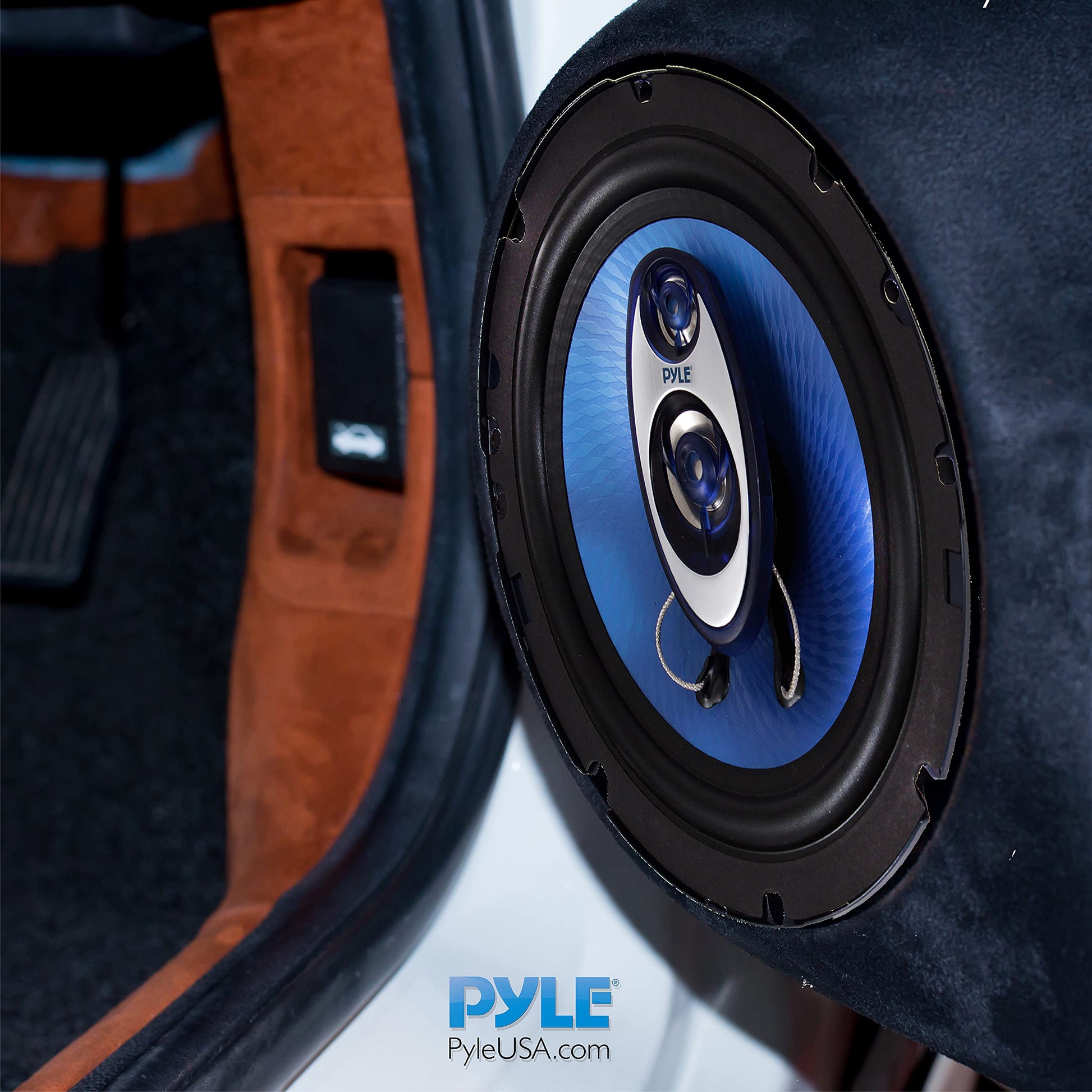 Pyle Bocinas de 6.5 pulgadas para coche estéreo - 180W RMS / Potencia de 360W. Impedancia 4 Ohmios. Tweeter Piezoeléctrico de 3/4 Pulgada. Triaxial de Rango Completo. Forma Redonda, Azul. 2 Pzas