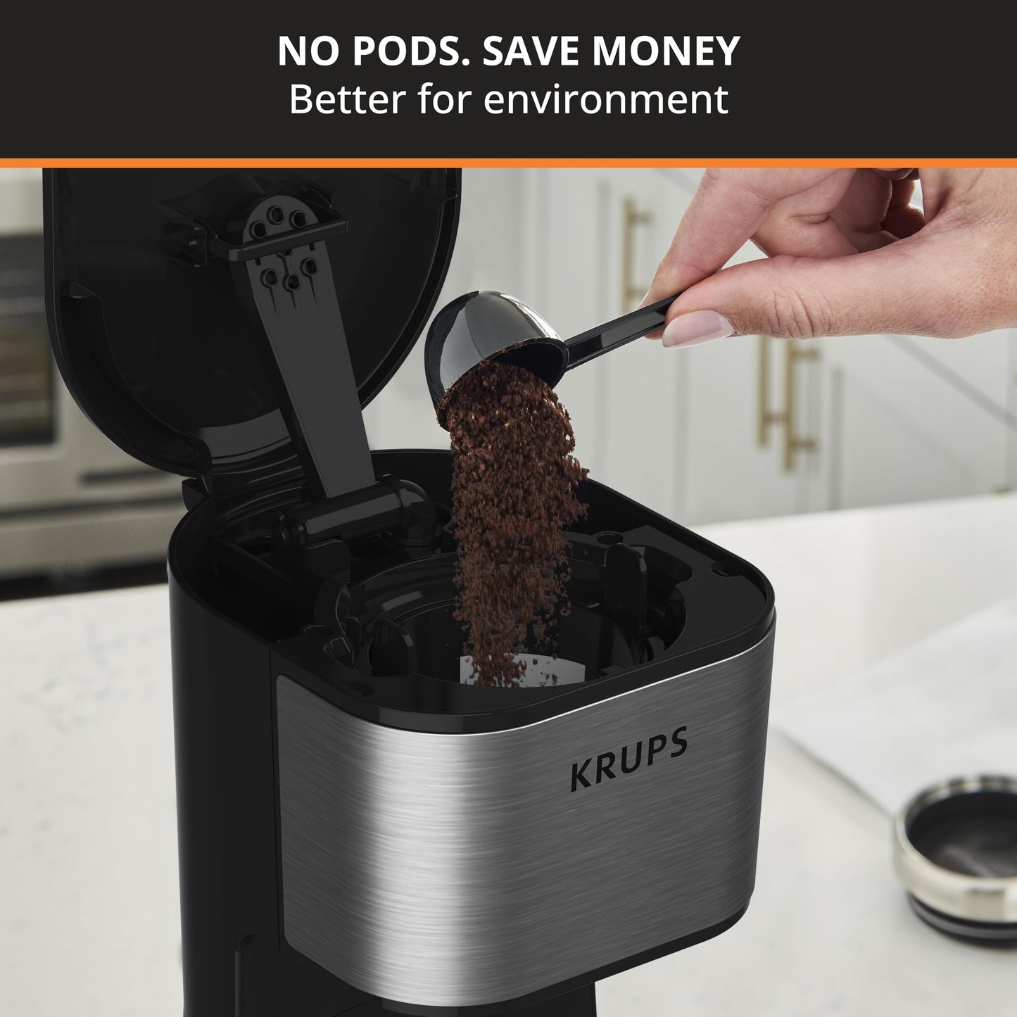 KRUPS Cafetera Personal To Go, tu café en cualquier lugar en todo momento, ideal para uso personal con termo portátil, capacidad 400 ml,KM206D50