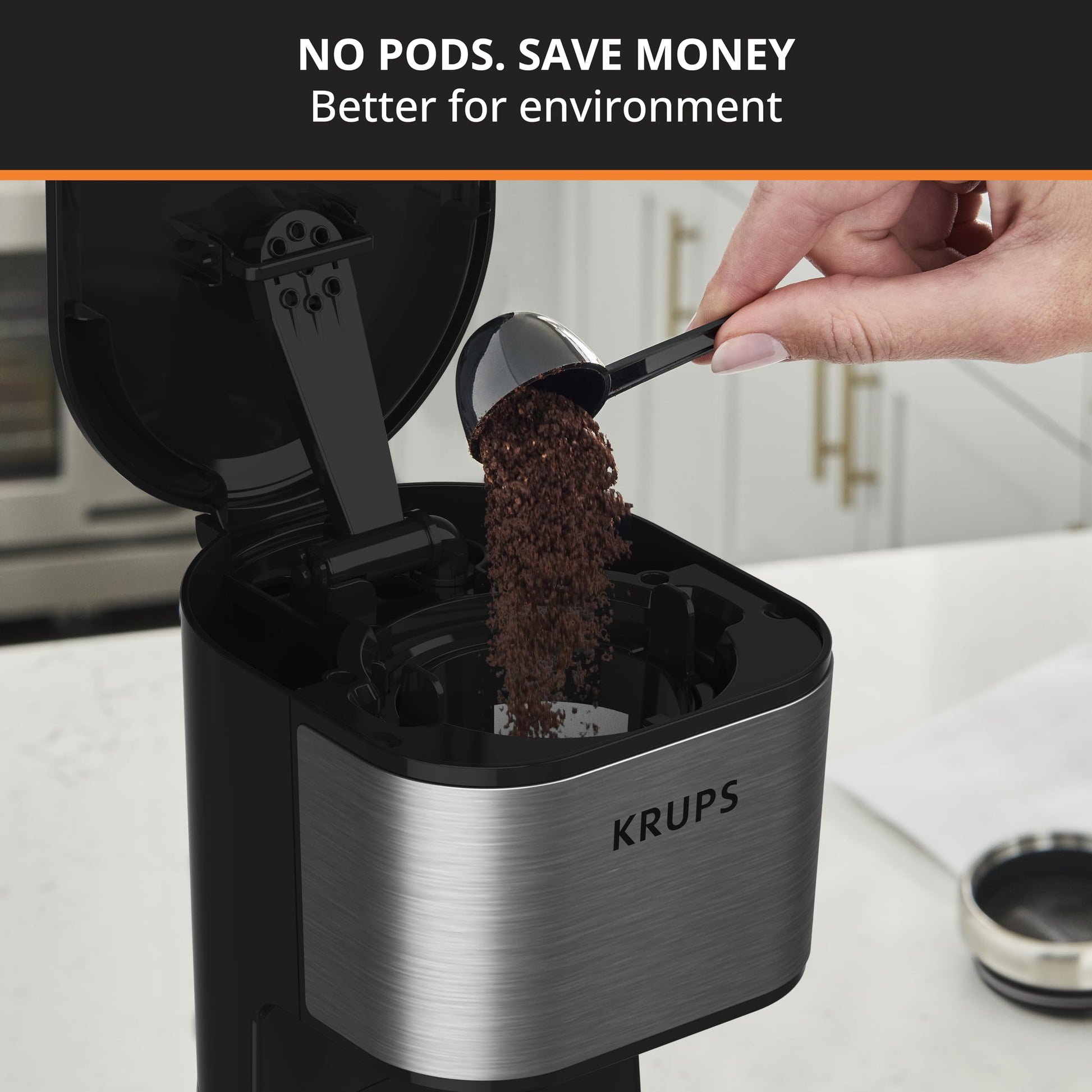KRUPS Cafetera Personal To Go, tu café en cualquier lugar en todo momento, ideal para uso personal con termo portátil, capacidad 400 ml,KM206D50