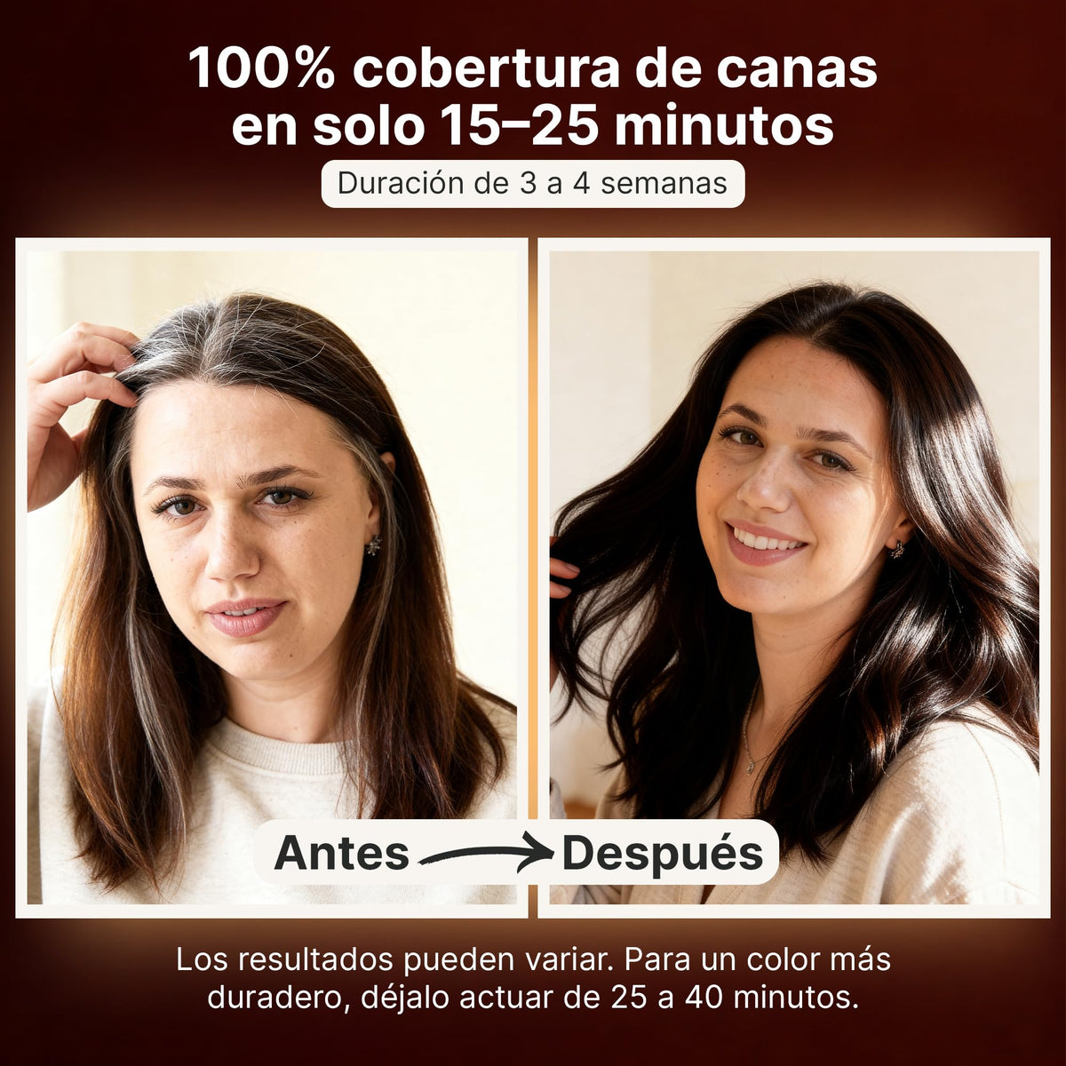 Herbishh Shampoo Color para Cabello Gris Natural - Dura Hasta 3-4 Semanas 500ml - Color de Cabello 3 en 1 Sin Amoniaco | Herbishh (Café Oscuro)
