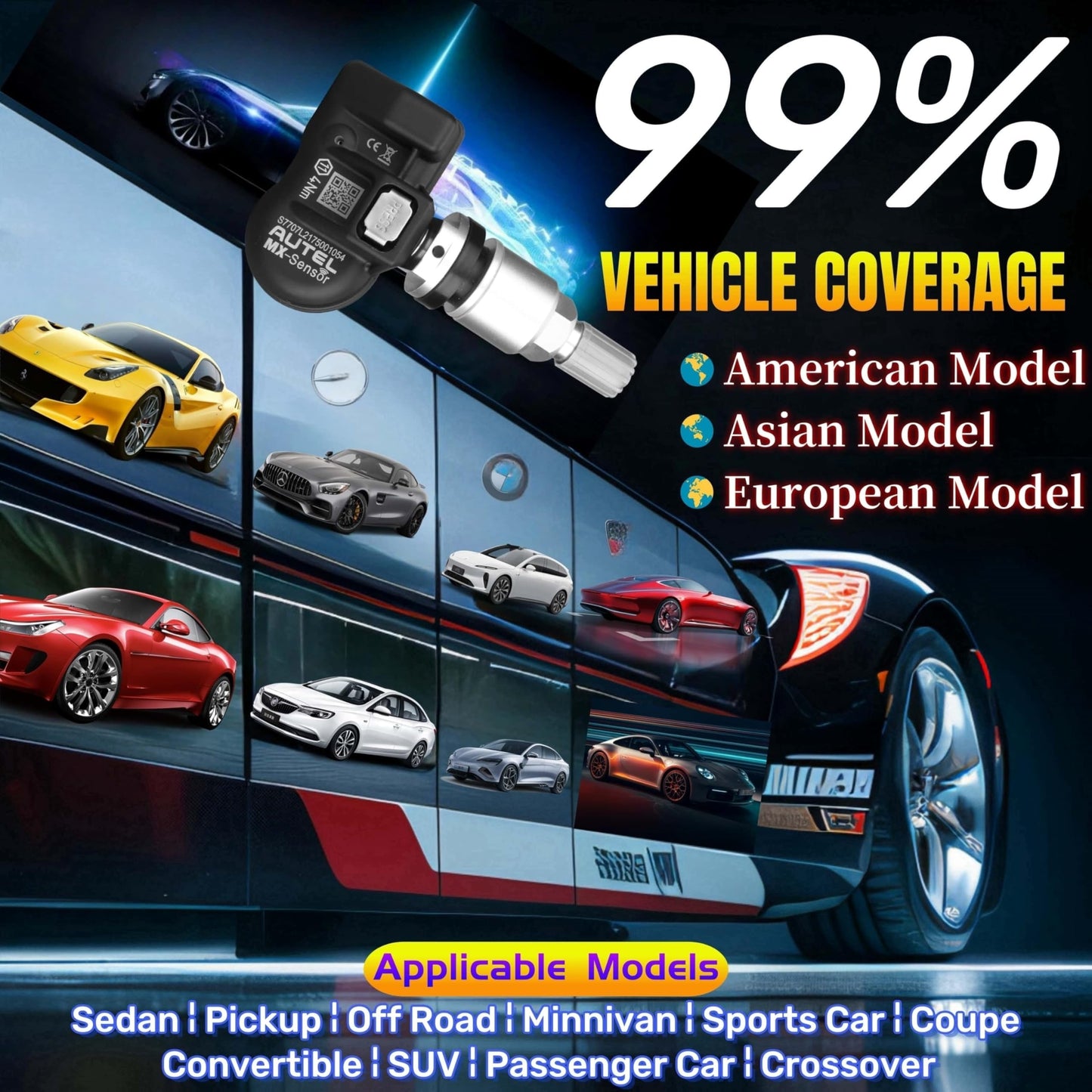 Autel MaxiTPMS MX - Sensor 4 unidades de tallo de metal 315/433MHz TPMS Sensor universal de neumáticos programado por TPMS Tool TS401 TS408 TS501 TS508 TS601 TS608 MK808TS MX808TS MS906TS ITS600