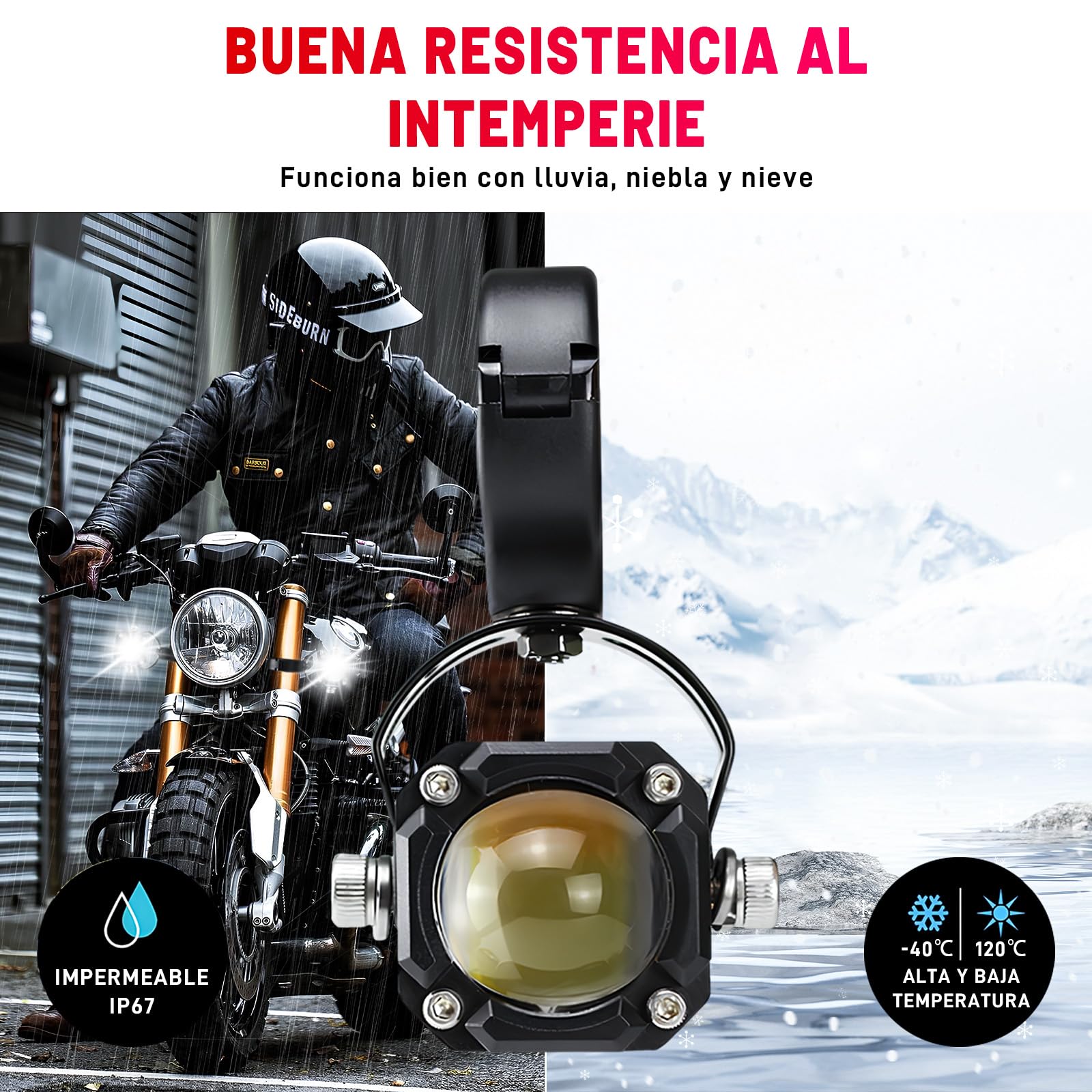 AUTOFAST 65w Faros Led para Moto,6500k Luz Antiniebla Auxiliares para Auto,Luces para Moto de Doble Lente,Faros De Niebla para Moto,Focos Led Exploradoras Para Moto,luces para cuatrimoto,2pcs