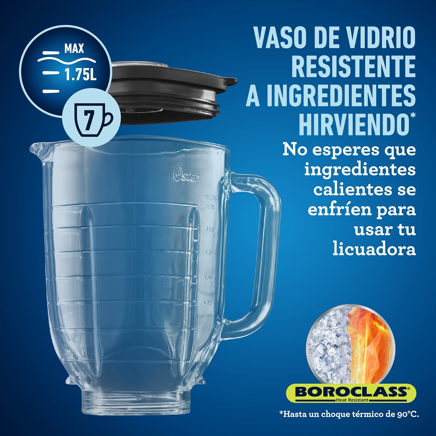 Licuadora Oster Blanco con Palanca y Vaso de Vidrio