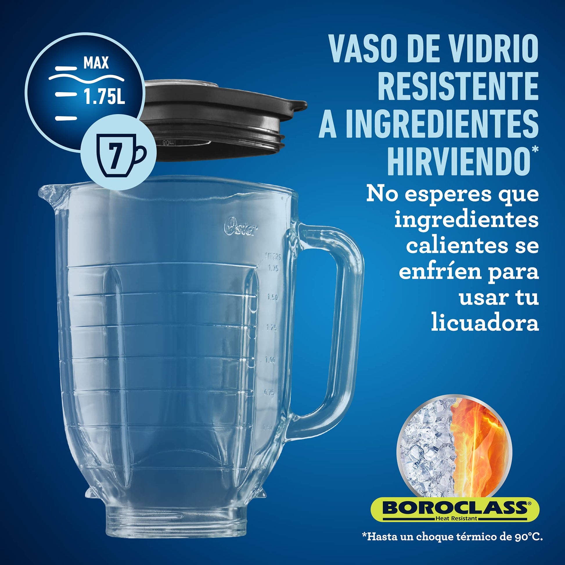 Licuadora Oster Blanco con Palanca y Vaso de Vidrio