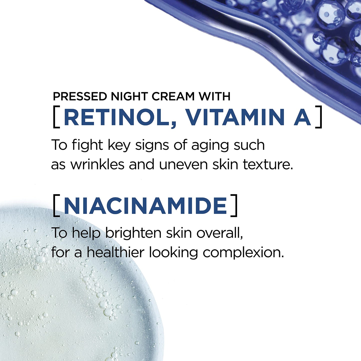 L'Oreal Paris Revitalift Pressed Night Cream with Retinol, Niacinamide, Visibly Reduce Wrinkles, Hydrate for Face, Under Eye, Neck, Chest, Dermatologist tested + Hyaluronic Acid Serum Sample, 1 kit, 2
