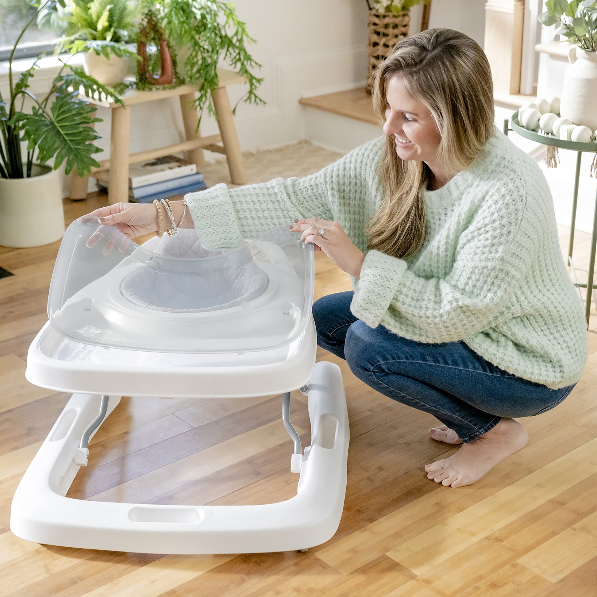Ingenuity Spring & Sprout 3-in-1 Foldable Baby Activity Walker with Removable Toys Ages 6 Months +, First Forest