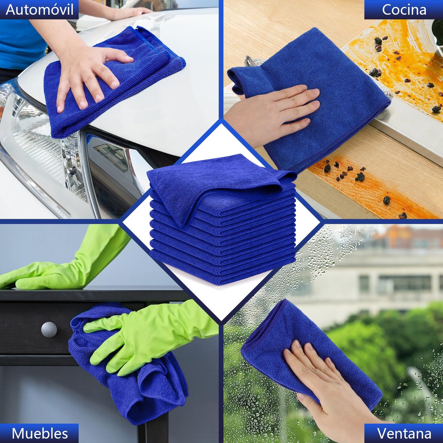 BYHANG Toallas de Microfibra para Coche 18 Piezas, Paños de Limpieza para Autos, Trapos para Lavar y Secar Carros, Suaves, Reutilizables, Absorbentes, para Interior y Exterior