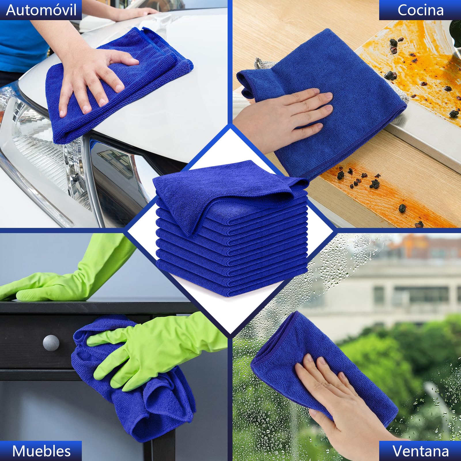 BYHANG Toallas de Microfibra para Coche 18 Piezas, Paños de Limpieza para Autos, Trapos para Lavar y Secar Carros, Suaves, Reutilizables, Absorbentes, para Interior y Exterior