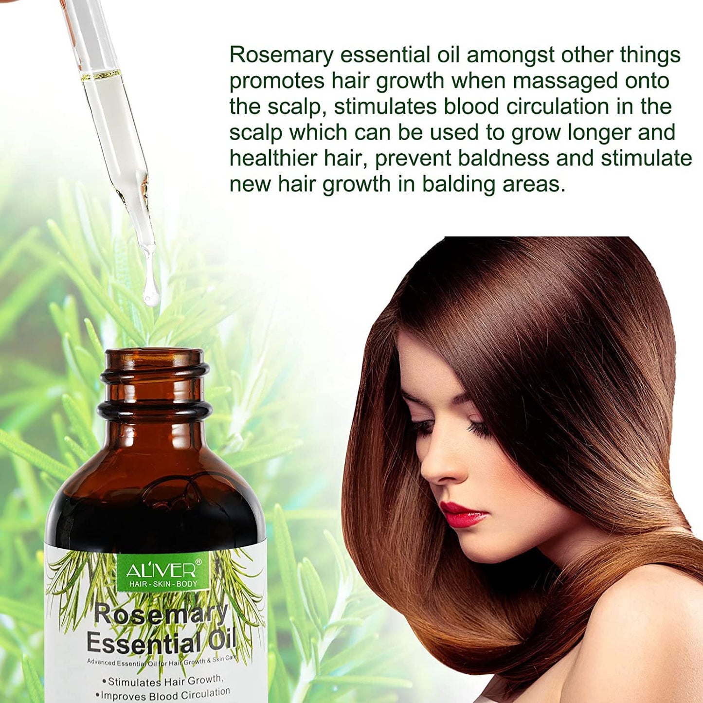 Hair Aceite Esencial Romero Aceite de Romero para Cuidado de la piel Crecimiento del Cabello Aceite Esencial de Aromaterapia Rosemary Oil Uso Difusore, Humidificador, Pieles Masajes o Cabello - 30 ml