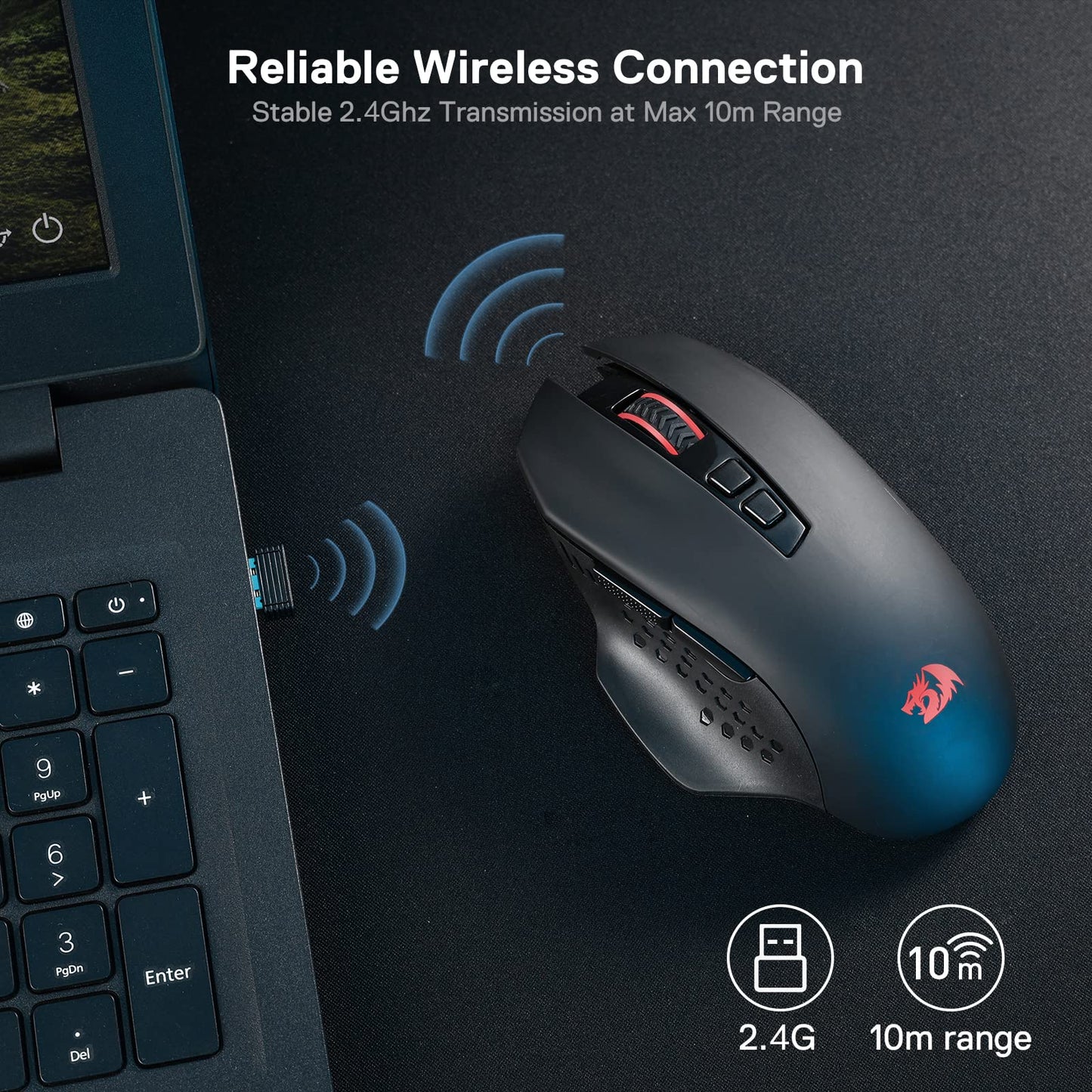 Mouse para Juegos Redragon M656 Gainer Rojo con 4000 dpi y 7 Botones para Hombre