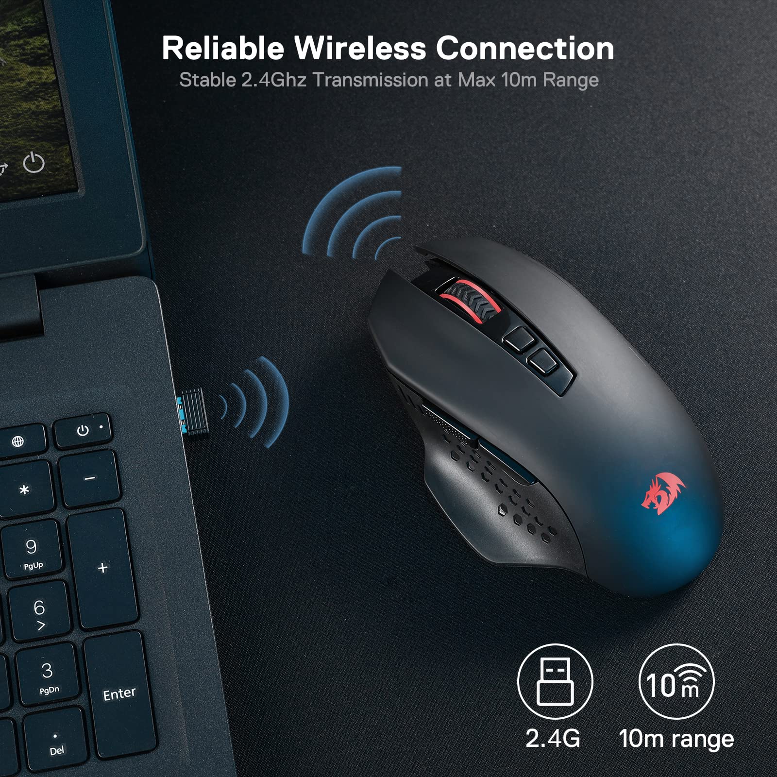 Mouse para Juegos Redragon M656 Gainer Rojo con 4000 dpi y 7 Botones para Hombre