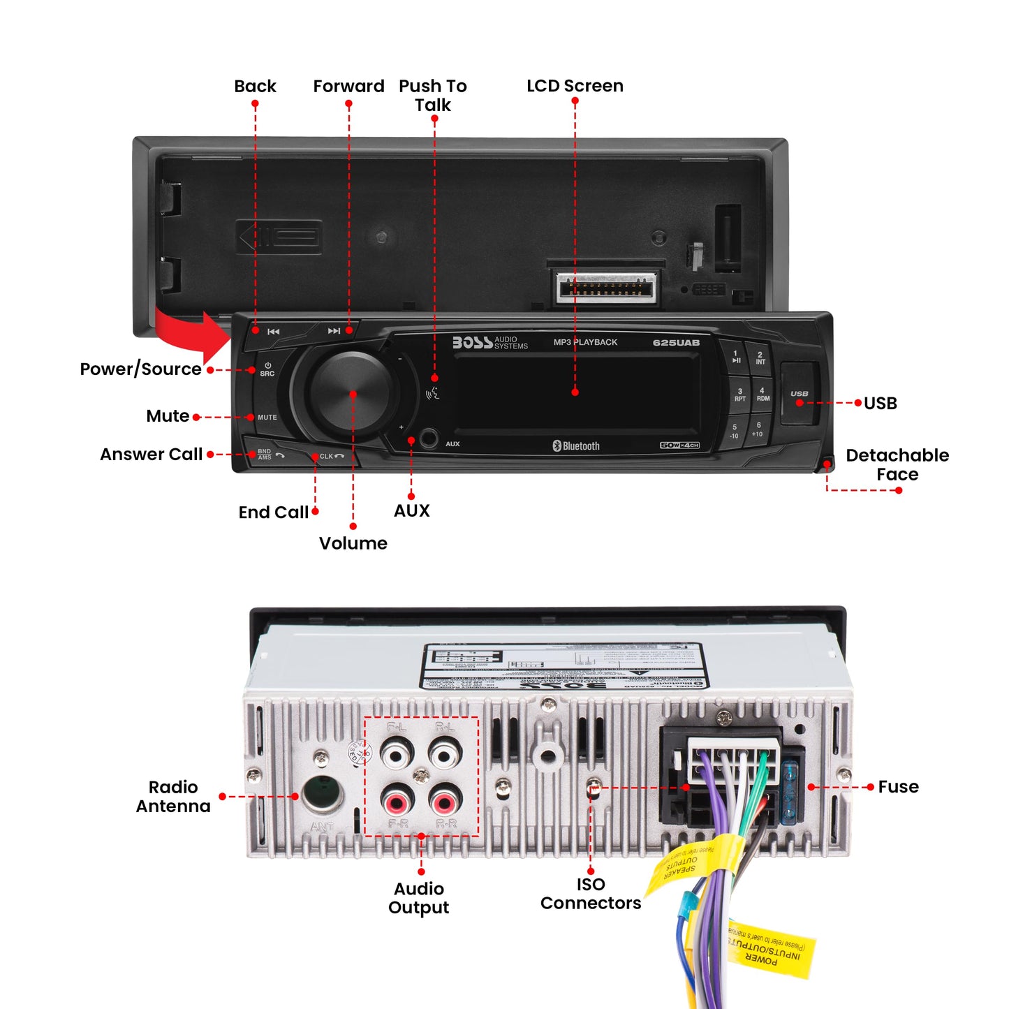 Boss Audio Systems Receptor de Radio de Estado sólido Am/FM con Bluetooth y MP3