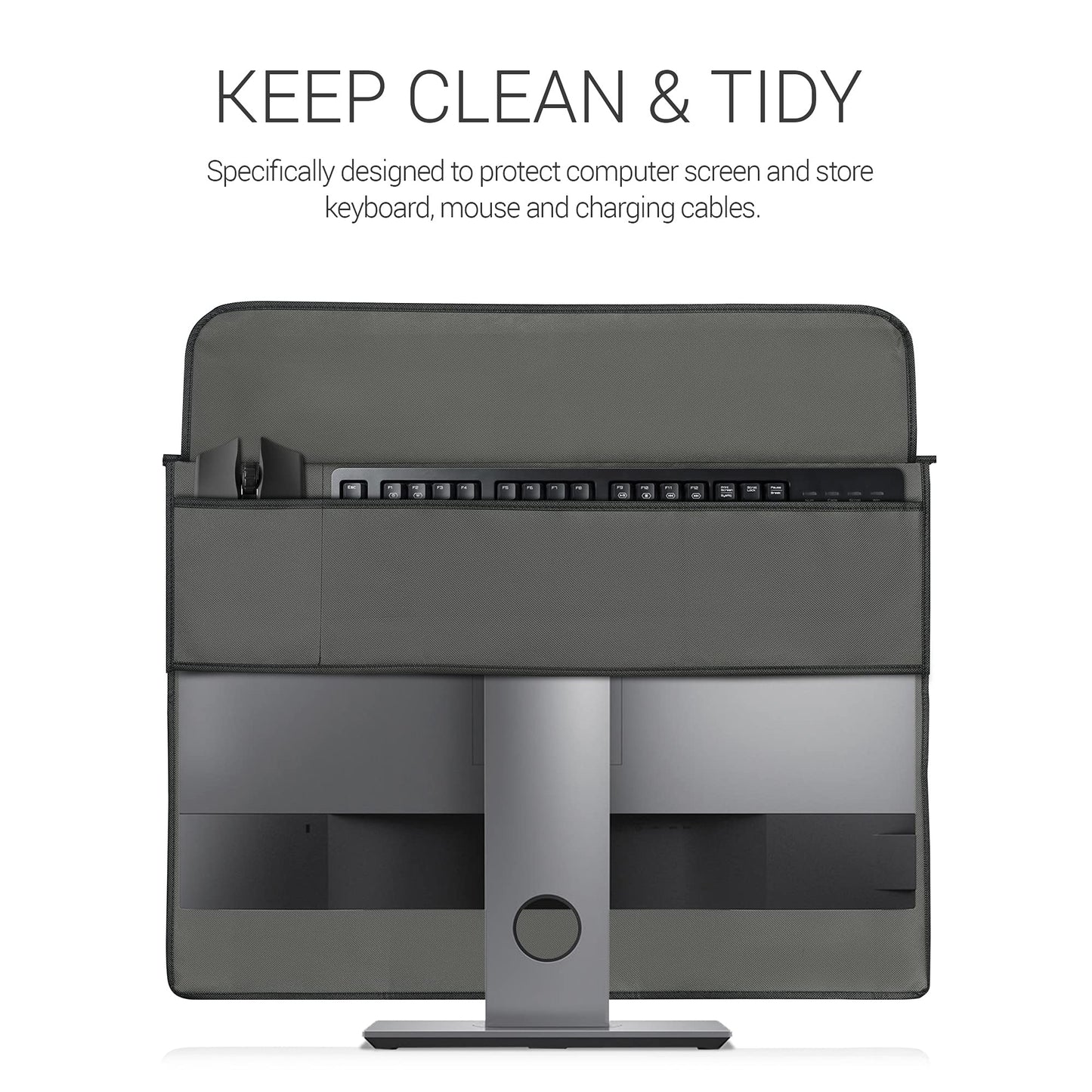 kwmobile Funda Compatible con Monitor de 27-28" - Protector 3en1 para Monitor Teclado y ratón - Gris Oscuro