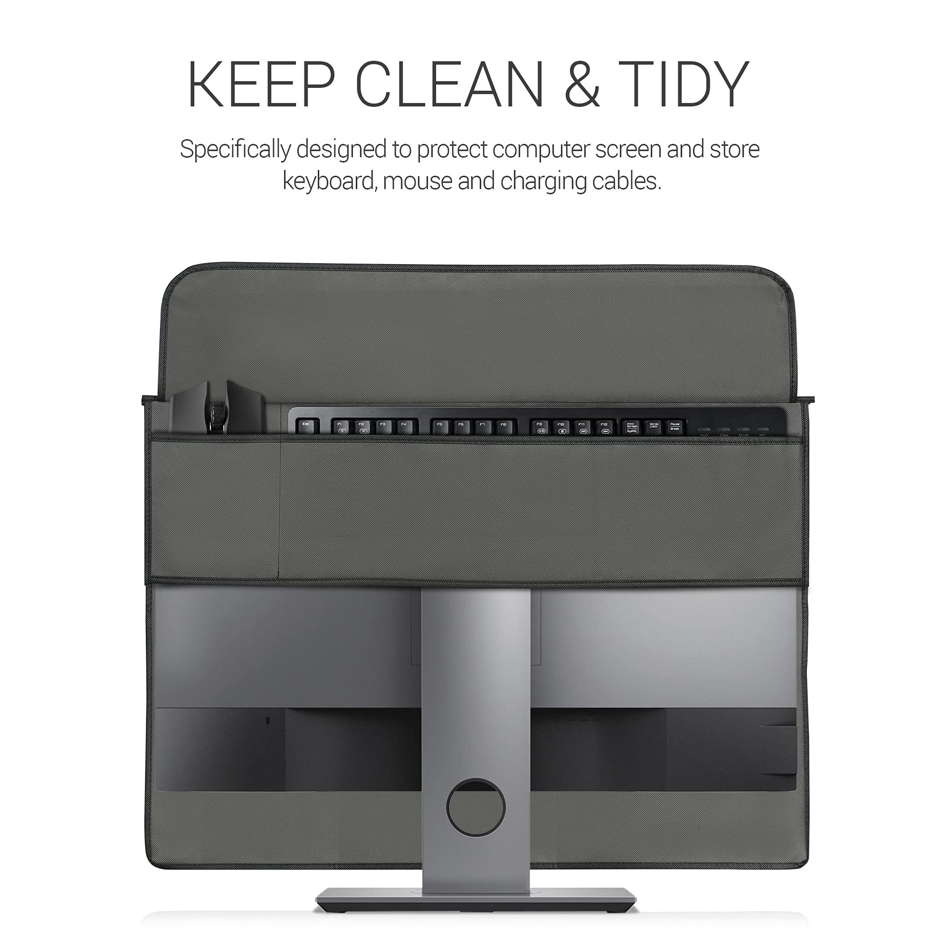 kwmobile Funda Compatible con Monitor de 27-28" - Protector 3en1 para Monitor Teclado y ratón - Gris Oscuro