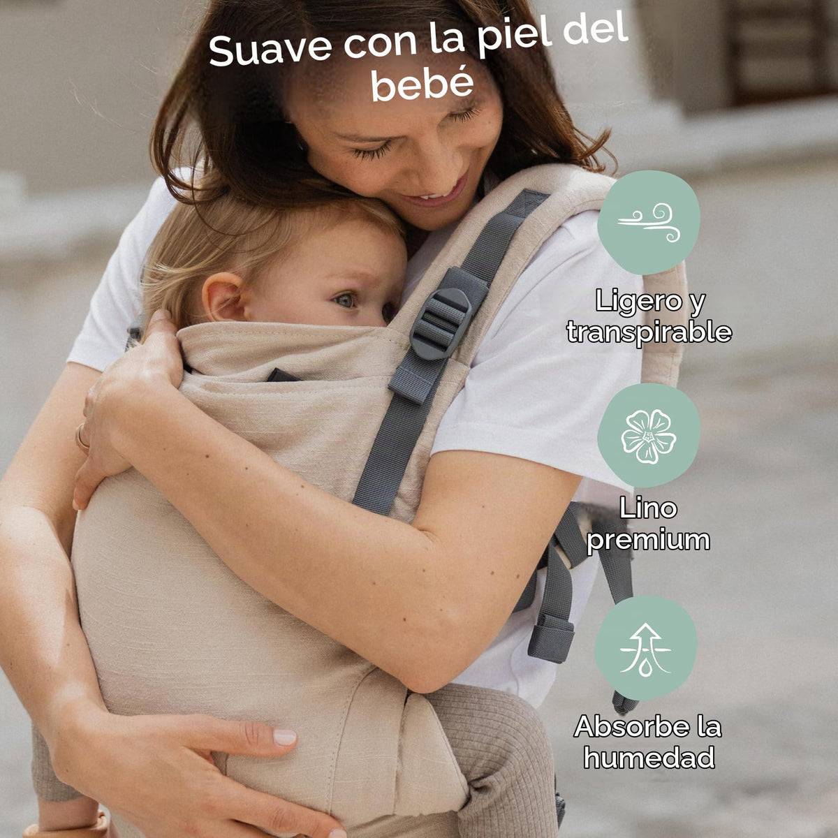 Portabebés Boba X para recién nacidos a niños pequeños - Mezcla de lino transpirable, certificado para cadera saludable, ligero, tamaño pequeño a grande 7-45 libras, portabebés microajustable desde