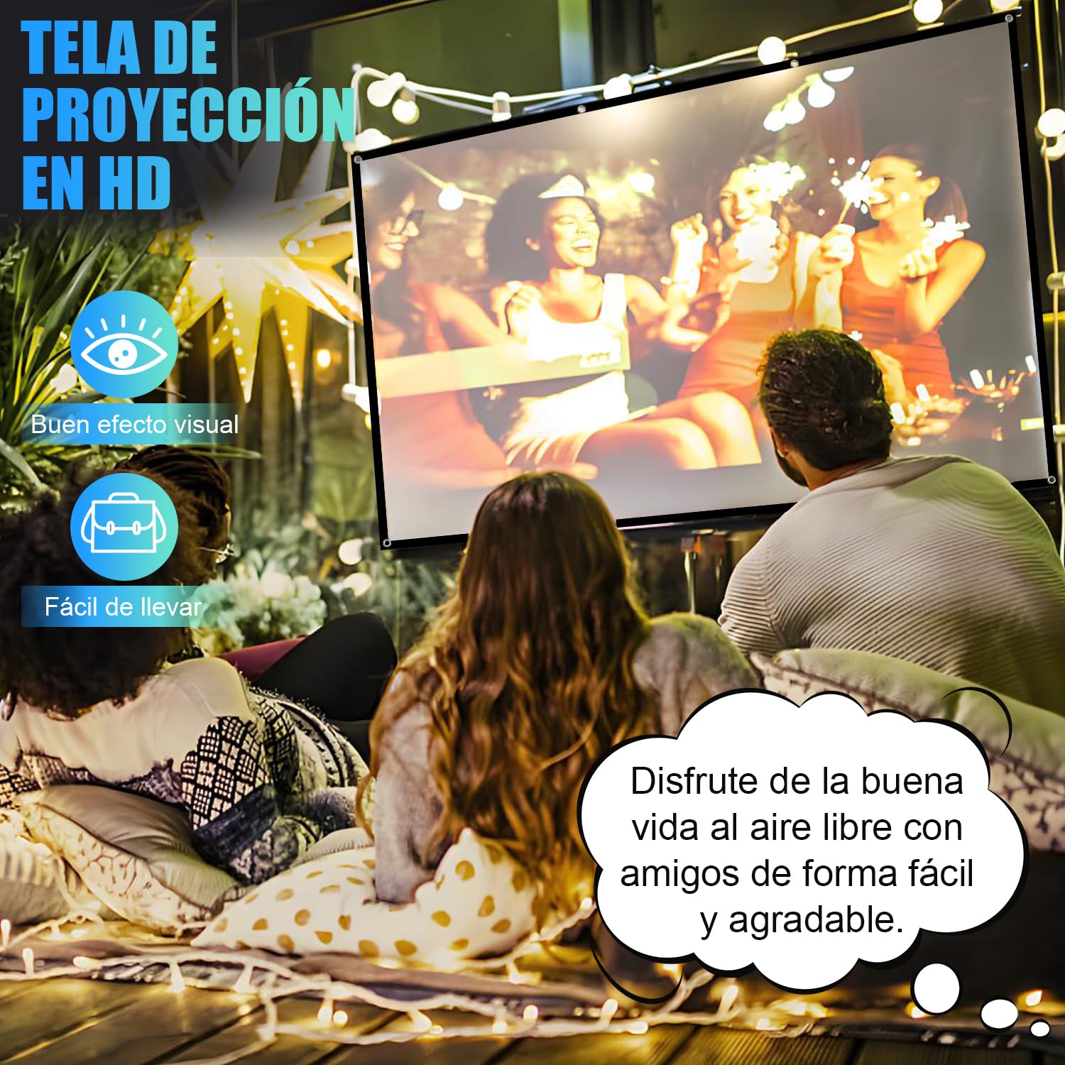 Kesntto 150 Pulgadas Visualización de Proyección, Visualización de Proyección al Aire última Intervensión, Visualización de Proyector Lavable, 16:9, Plegable, Portátil, Proyección de Doble Cara