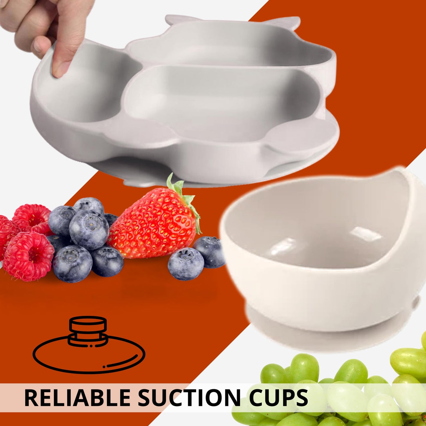 Beige Silicone Feeding Set of 9 – Food Grade Silicone Toddler Self Feeding Dish Set for Feeding Tableware Snack Cover Cups with Straws Forks Spoons Adjustable Bib Easy to Clean Baby Eating Utensils