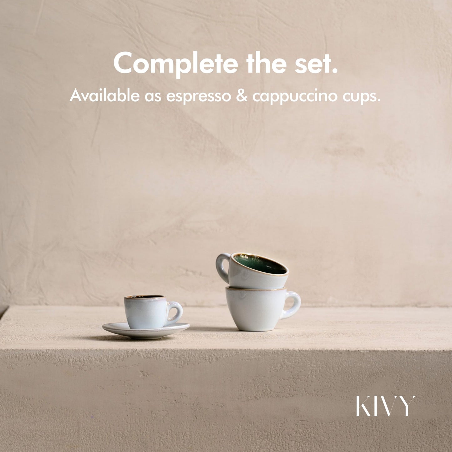 KIVY - Tazas de capuchino [4 x 8 onzas] - Juego de tazas de capuchino de gres de pared gruesa para arte latte - Tazas de latte - Juego de tazas de café - Tazas de café pequeñas - Taza de arte latte -