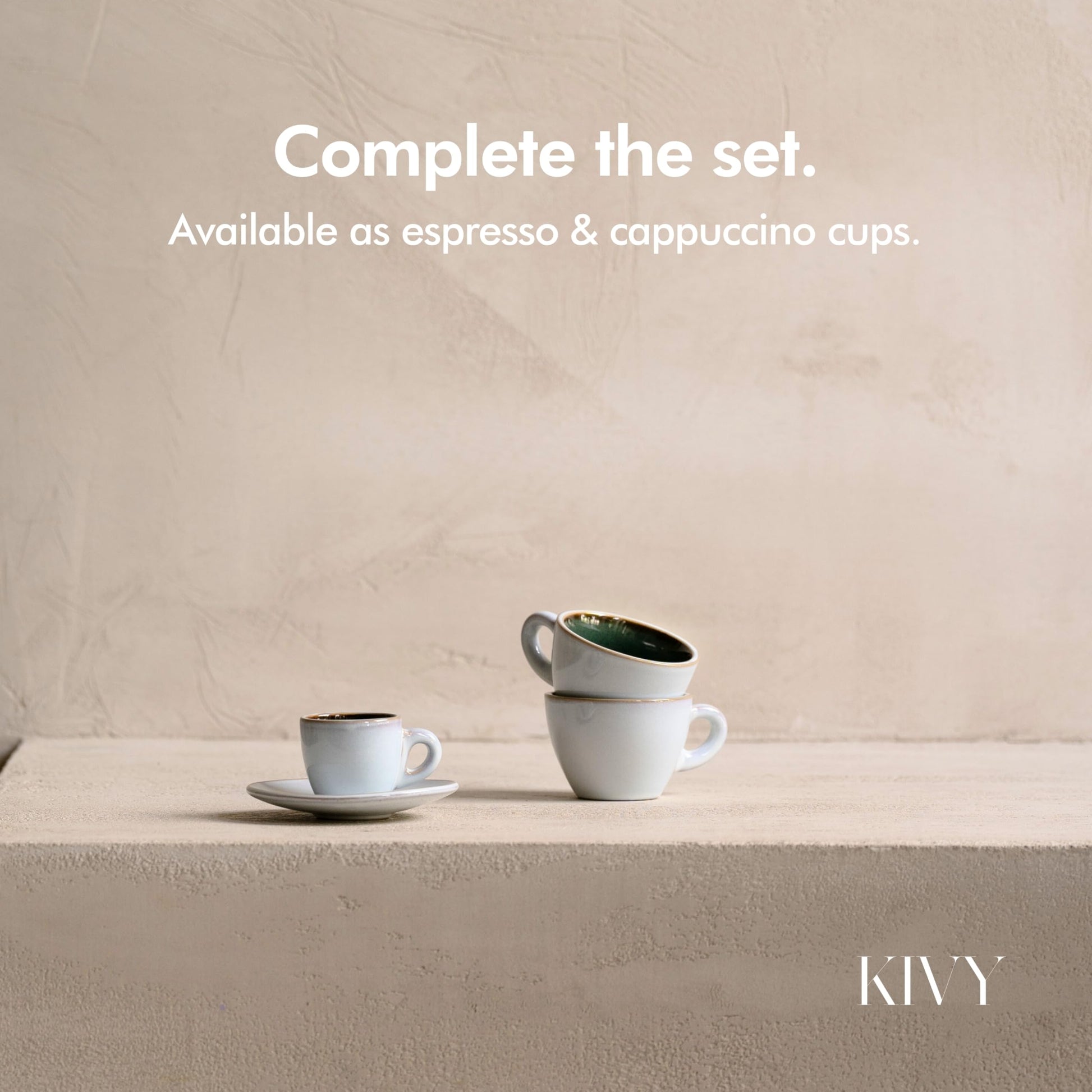 KIVY - Tazas de capuchino [4 x 8 onzas] - Juego de tazas de capuchino de gres de pared gruesa para arte latte - Tazas de latte - Juego de tazas de café - Tazas de café pequeñas - Taza de arte latte -