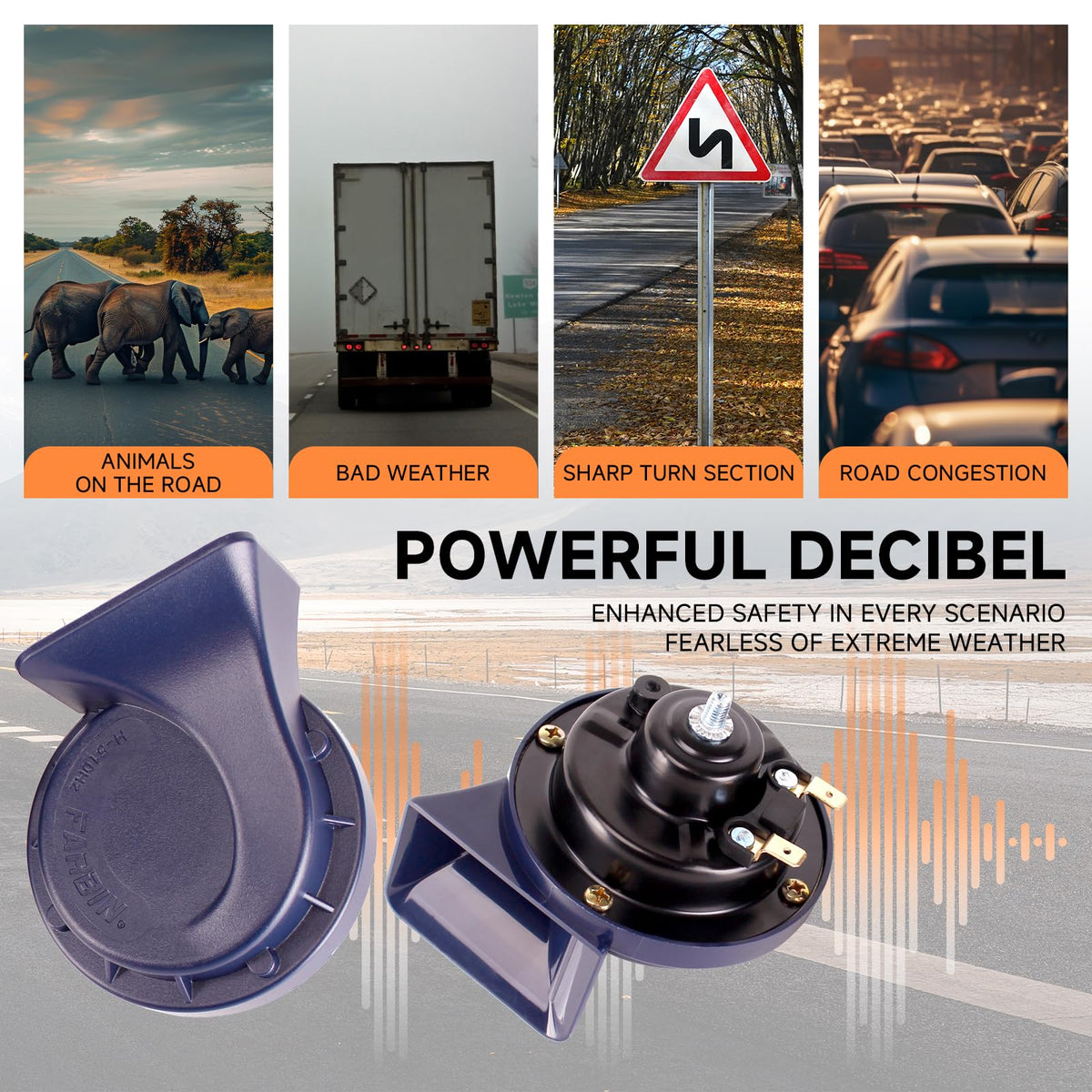 Bocina de Coche FARBIN Azul Eléctrica de Doble Tono Impermeable para Vehículo de 12 V