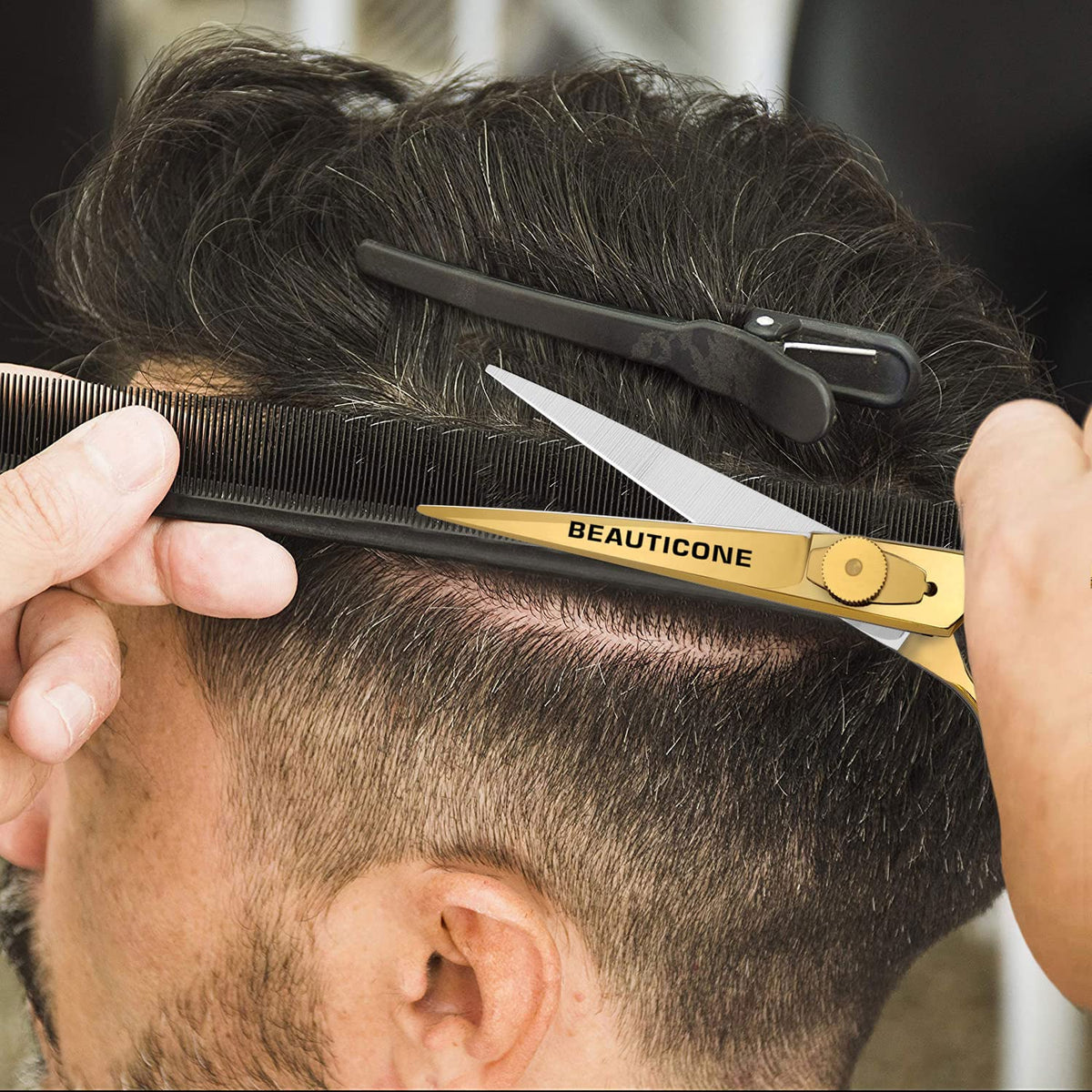 Juego de tijeras para cortar y adelgazar el cabello, tijeras de barbero profesionales de 6.5 pulgadas para corte de cabello de hombres/mujeres, tijeras de acero inoxidable para afeitar barba y bigote