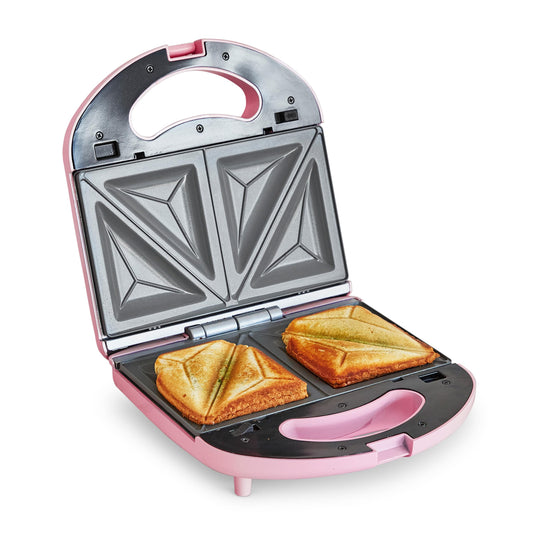 GreenLife Pro - Parrilla eléctrica Panini Press y sandwichera, placas antiadherentes de cerámica saludables, luz indicadora fácil, sin PFAS, rosa