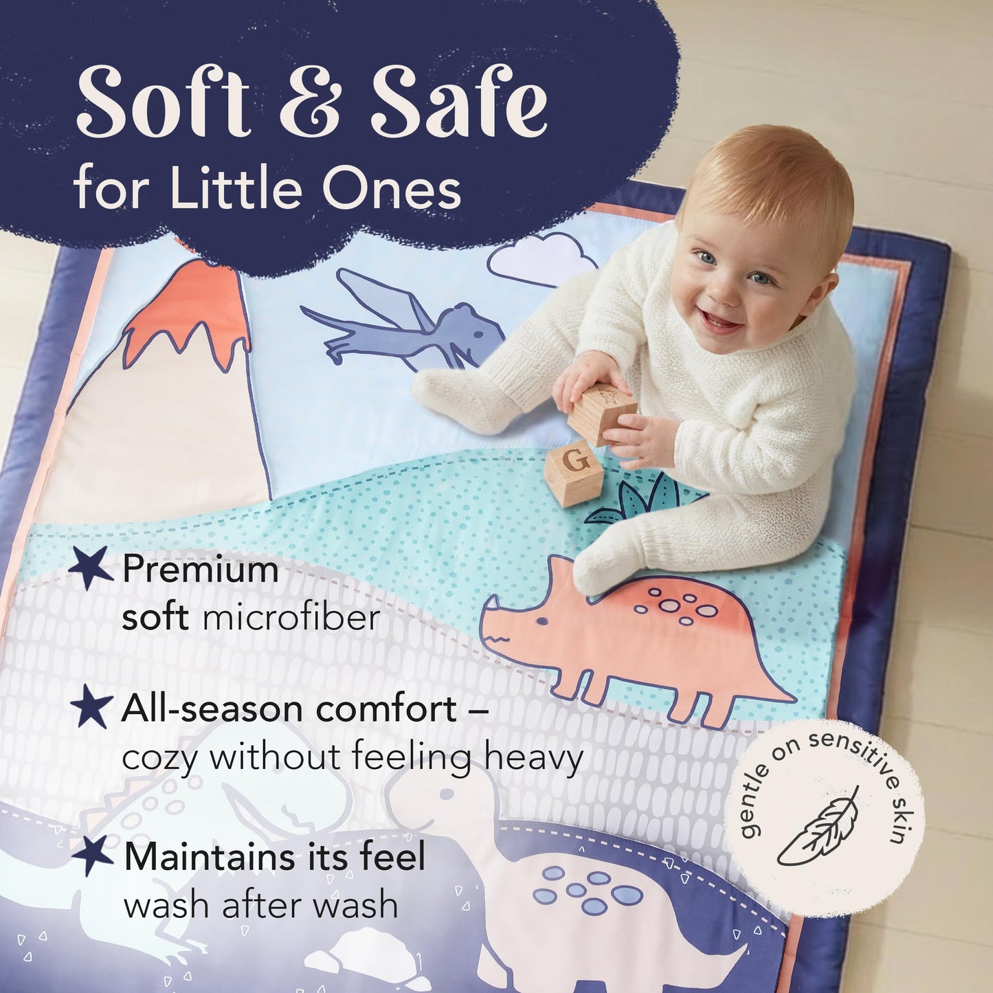 Hōmistry - Juego de ropa de cama para cuna de 3 piezas para niños - Edredón reversible, sábana bajera, falda de cuna - Juego de ropa de cama para cuna de bebé de microfibra suave, transpirable y