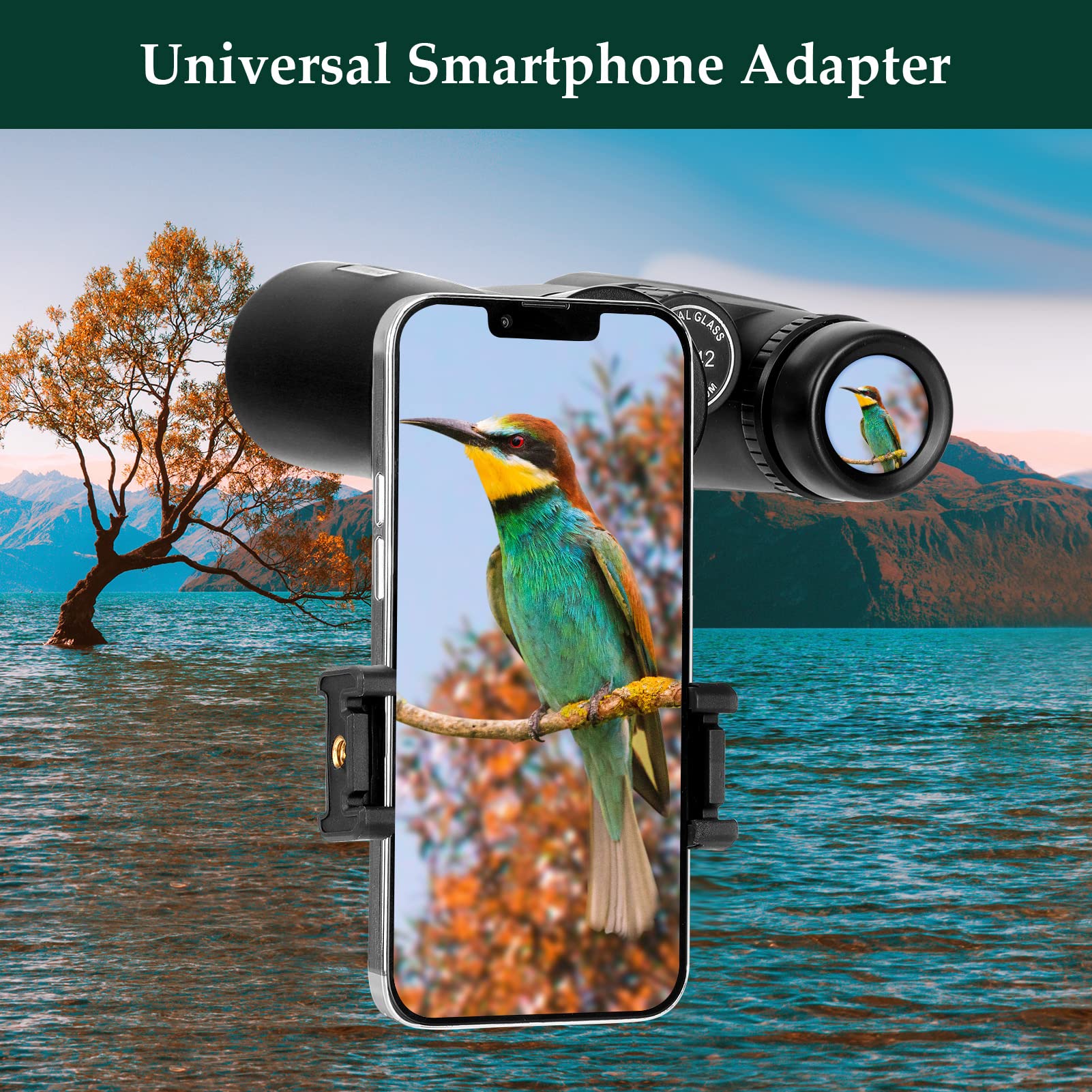 Adorrgon - Prismáticos HD de 12 x 42 pulgadas para adultos de alta potencia con adaptador de teléfono, trípode y adaptador de trípode, prismáticos de visión grande con visión clara con poca luz - Prismáticos para observación de aves y viajes de crucero