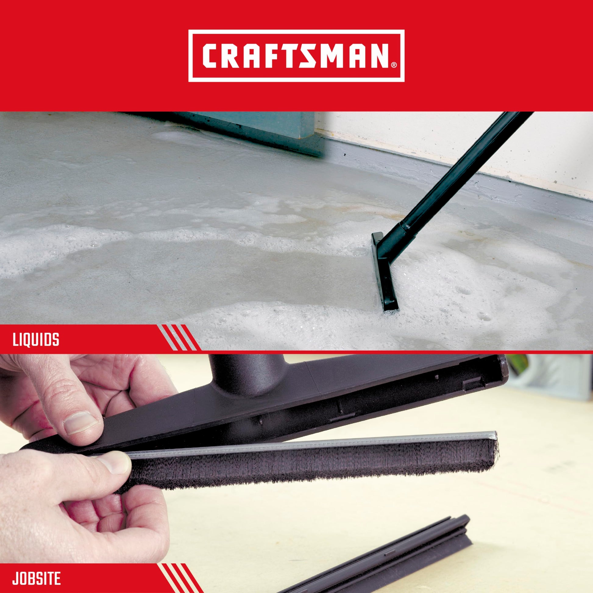 CRAFTSMAN CMXZVBE38654 1-1/4" Boquilla húmeda/cepillo para polvo de piso accesorio de aspiradora seco para aspiradora de grado industrial para limpiar líos líquidos y superficies duras, se adapta a