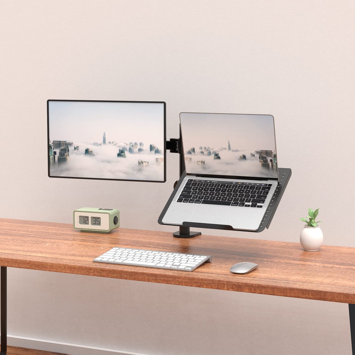 Soporte Monitor y Laptop WALI Negro Brazo Articulado Ajustable hasta 17 y 27 Pulgadas 10 kg
