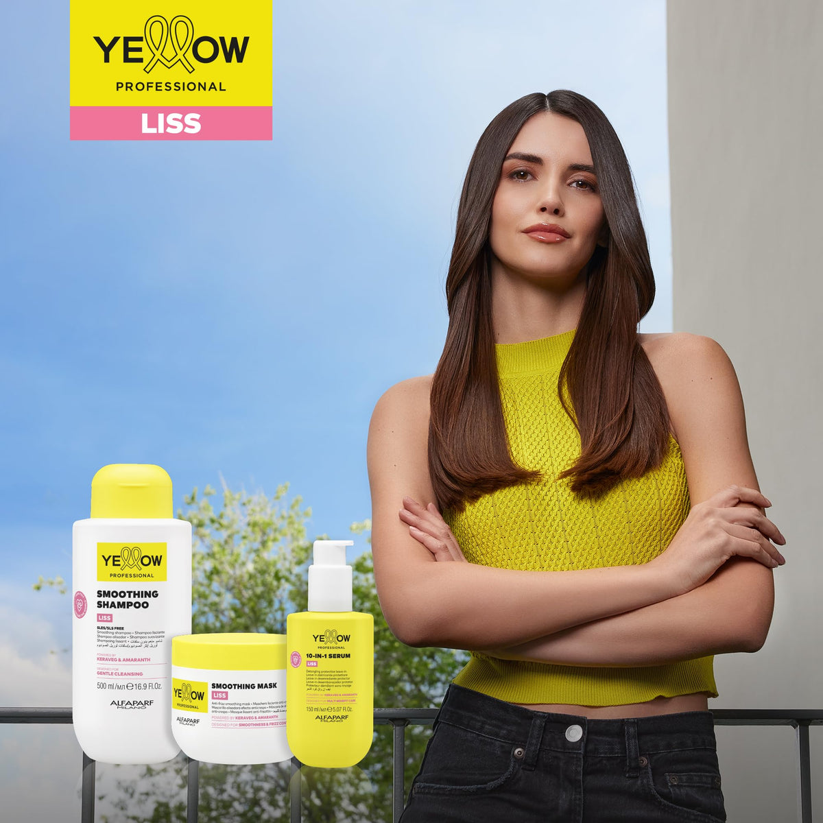 Yellow Professional Smoothing Conditioner Liss, Acondicionador Alisador Anti-Frizz, Keratina y Amaranto, 500ml