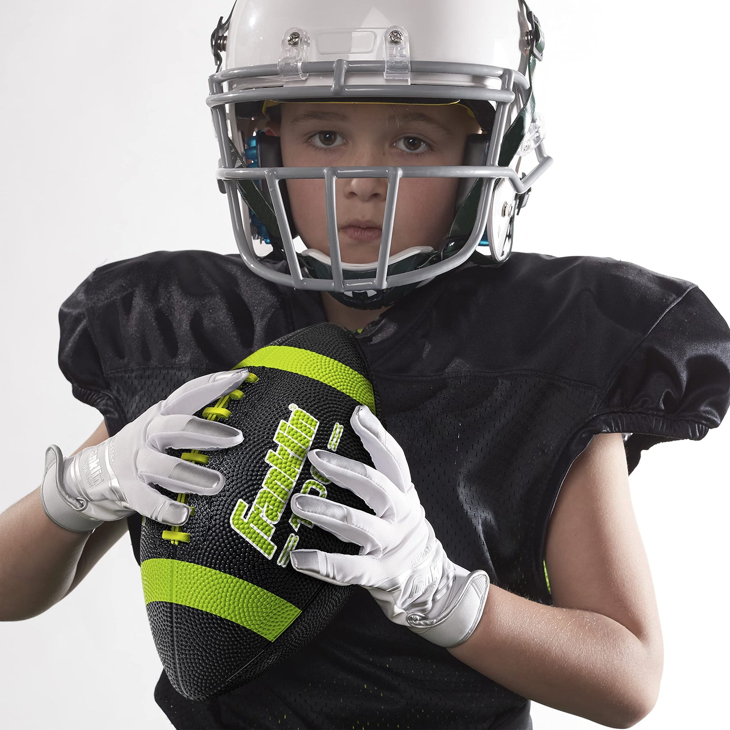 Balones de Fútbol Franklin Sports Goma Negro Óptico Junior Grip-Rite 100 para Niños Paquete de 6 con Bomba