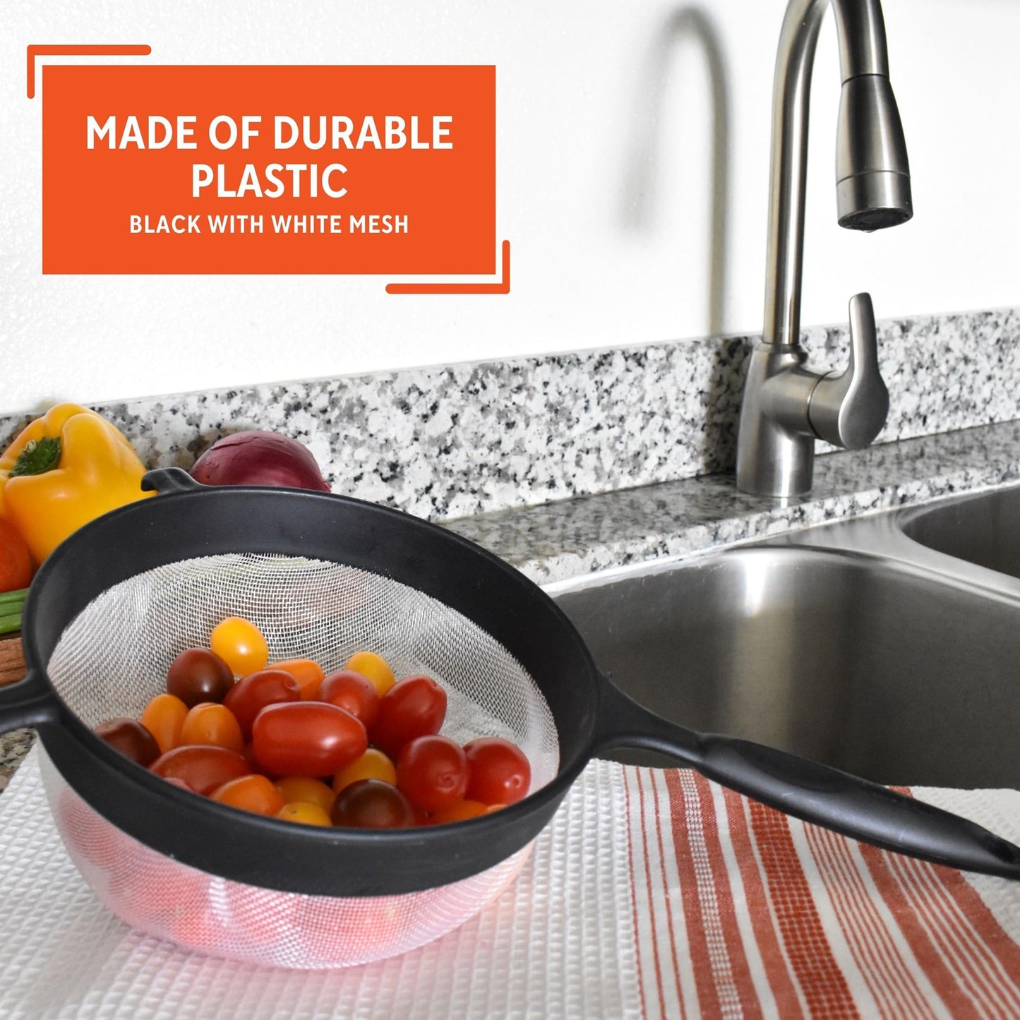 IMUSA USA IMU-71133W - Colador de plástico (15,2 cm), color negro