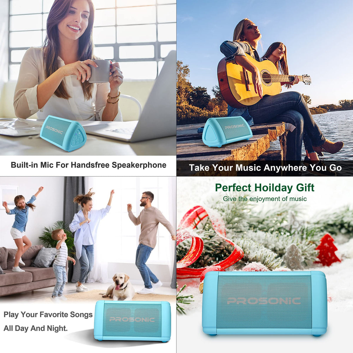 Altavoz Bluetooth Prosonic BT3 Azul Portátil con Sonido Estéreo de 10W y Refuerzo de Graves