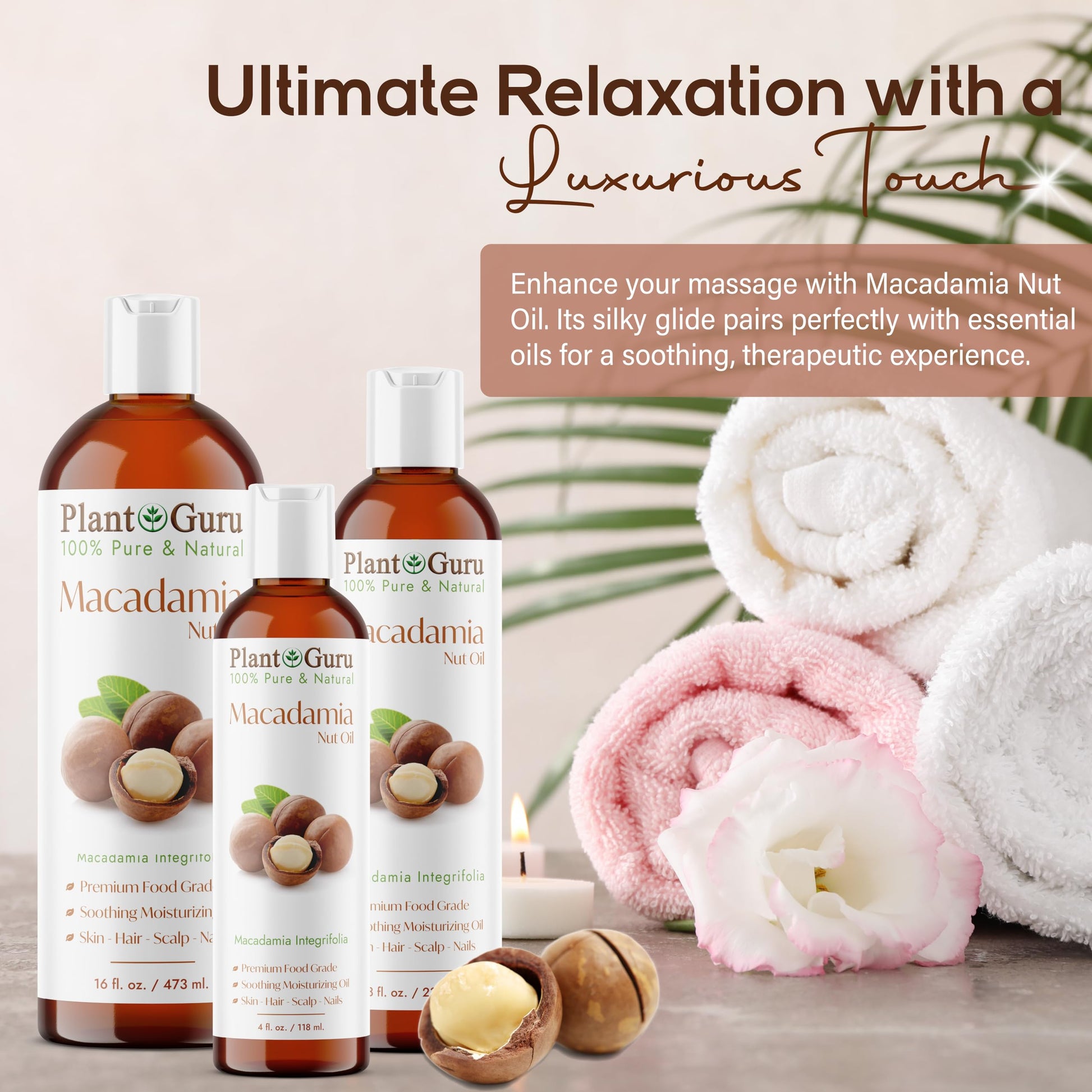 Macadamia Nut Oil 16 oz. Virgin, Unrefined Cold Pressed 100% Pure Natural - Skin, Body And Face. Great for Psoriasis & More!