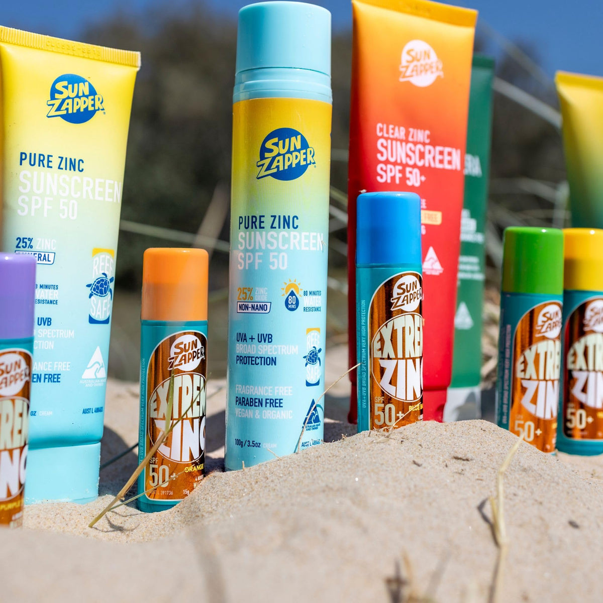 Sun Zapper Extreme Zinc Stick "Green Sea" SPF 50+ |Protector Solar Mineral en Stick Mineral a base de zinc color VERDE 15g |Alta protección solar UVA/UVB con color vibrante | Resistente al Agua | Fórmula Reef Safe | Hecho en Australia.