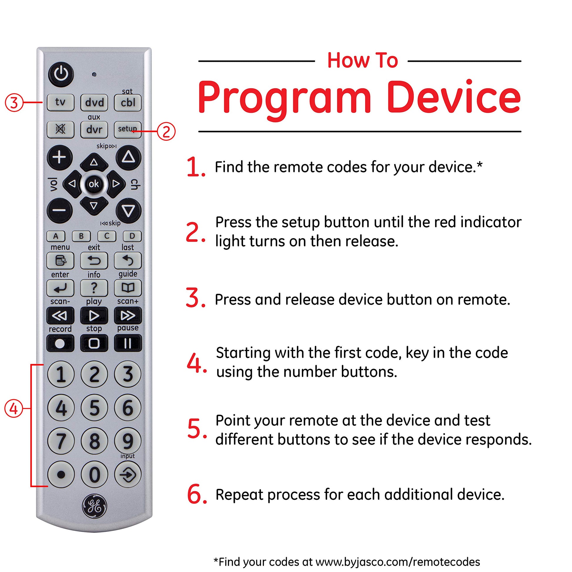 GE 34931 Universal Big Remote, Color Pack of/Paquete de 1