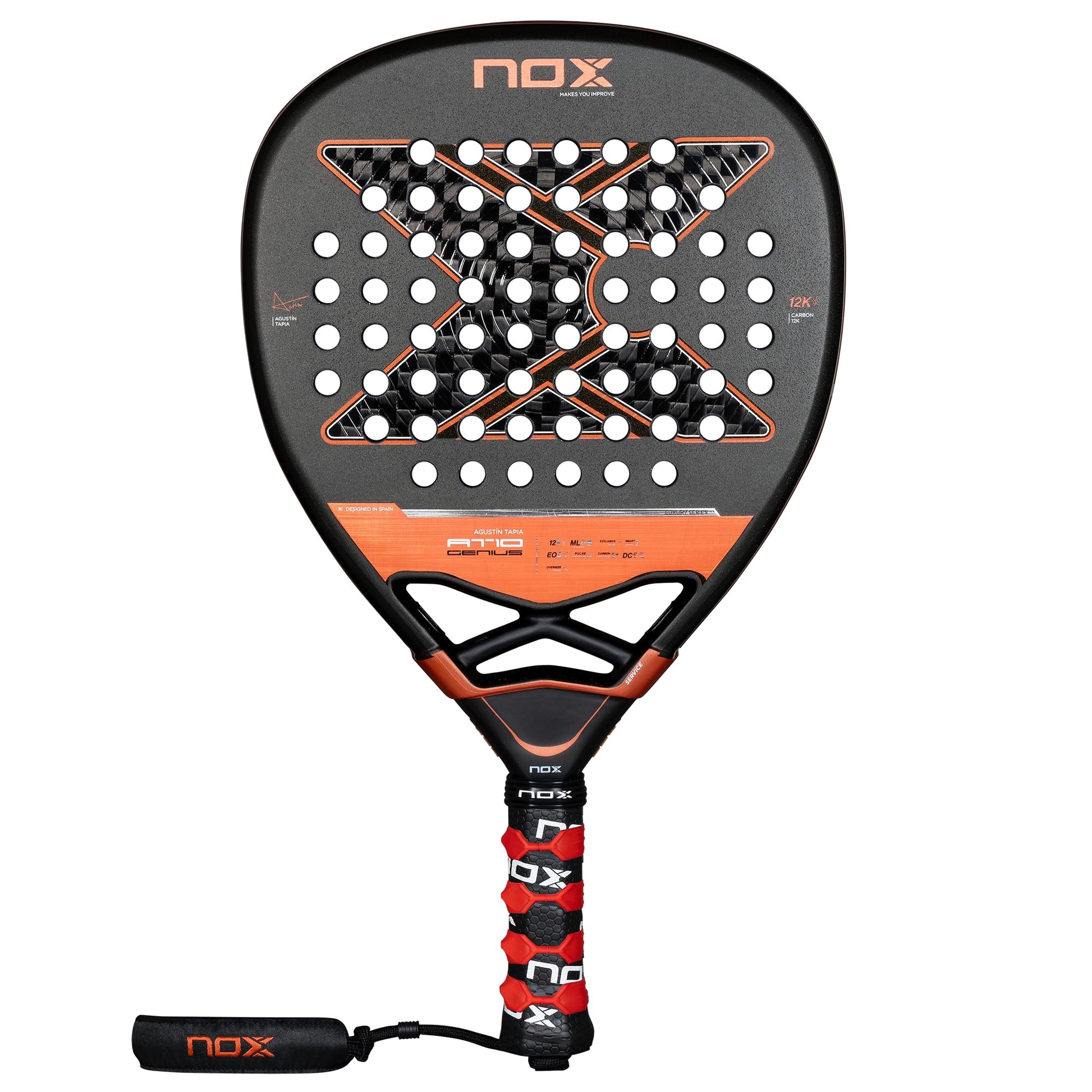 Pala Padel NOX AT10 Genius Attack 12K Agustin Tapia Confortable y Fiable