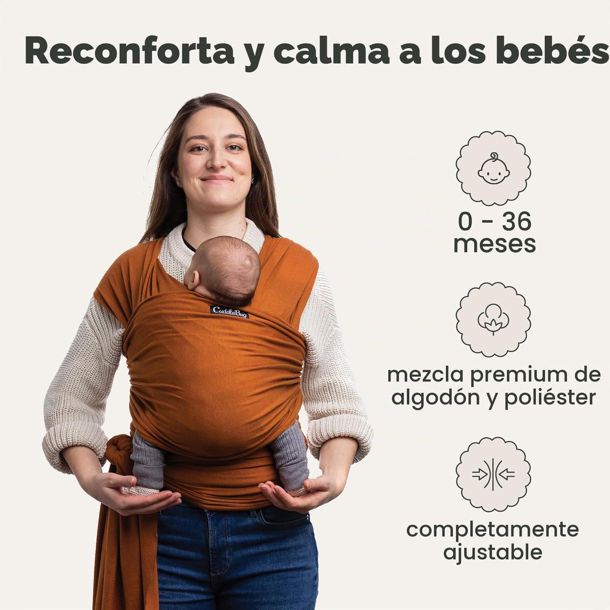Cuddlebug Portabebés para bebé - Portabebés de envoltorio manos libres - Portabebés suaves y elásticos - Portabebés de recién nacido a niño pequeño 3-16 kg - Talla única - Salud para las caderas