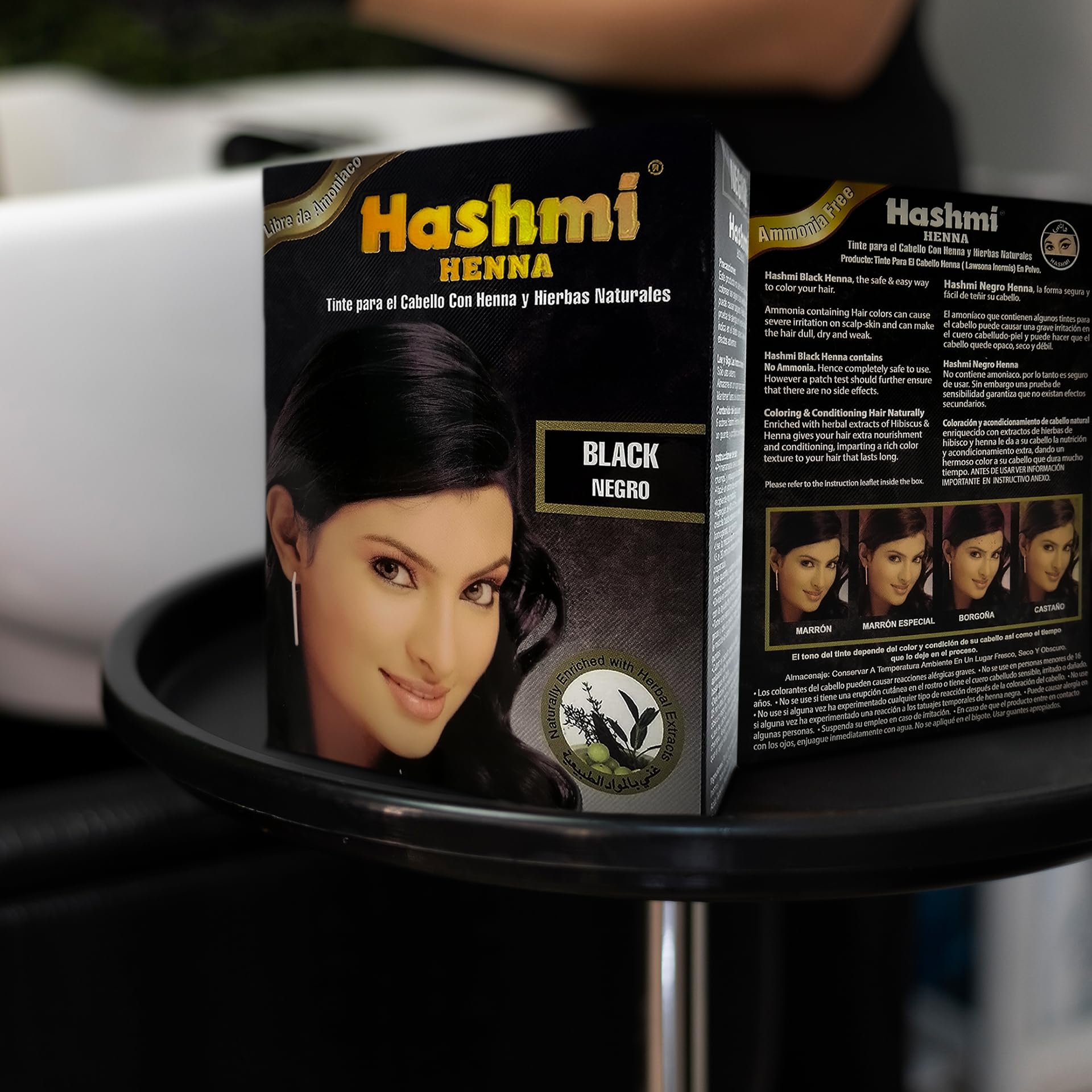 Tinte de Cabello Negro Hashmi Henna Natural sin Maltratar