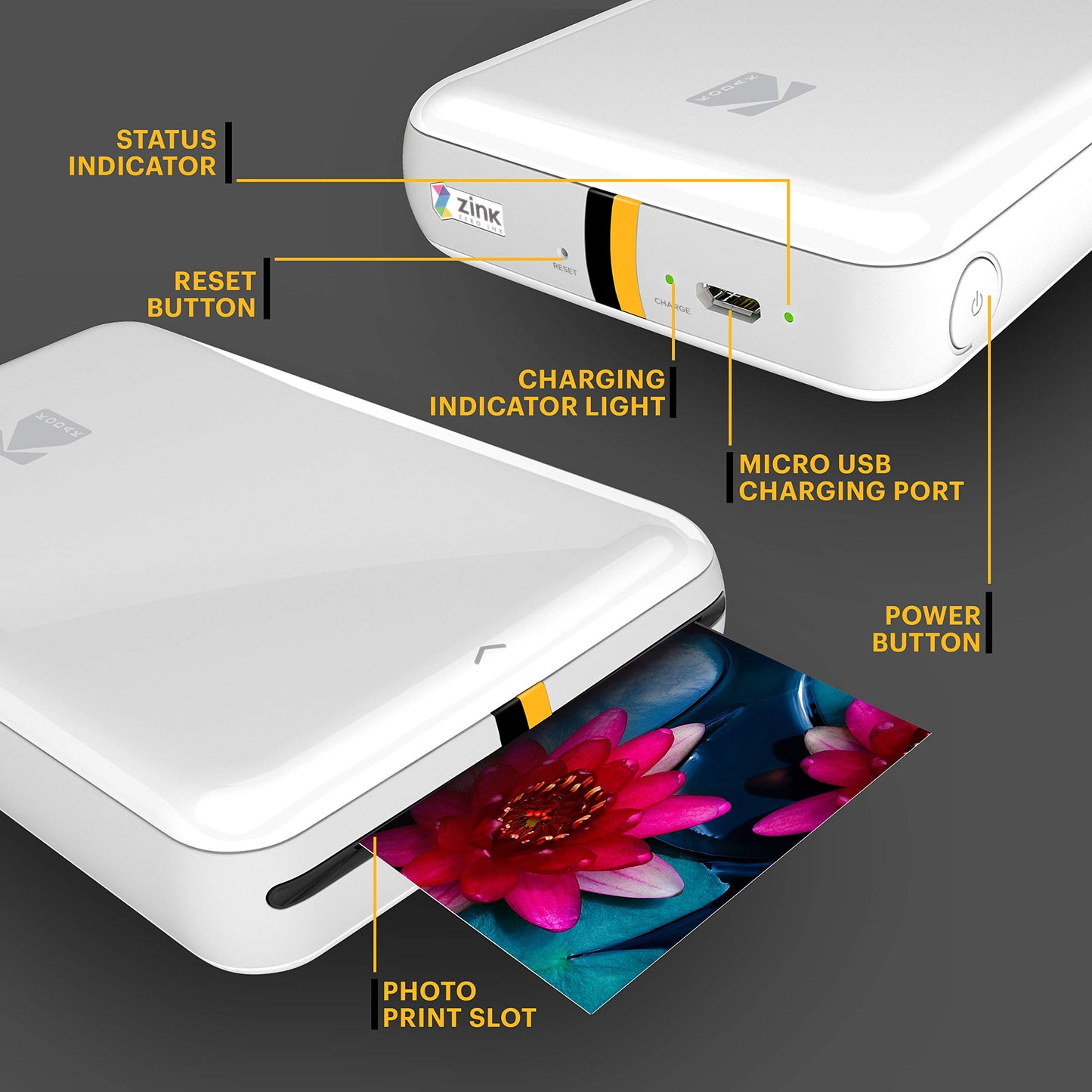 Kodak Step Wireless Mobile Photo Mini Printer (Blanco) Compatible con Dispositivos iOS y Android, NFC y Bluetooth