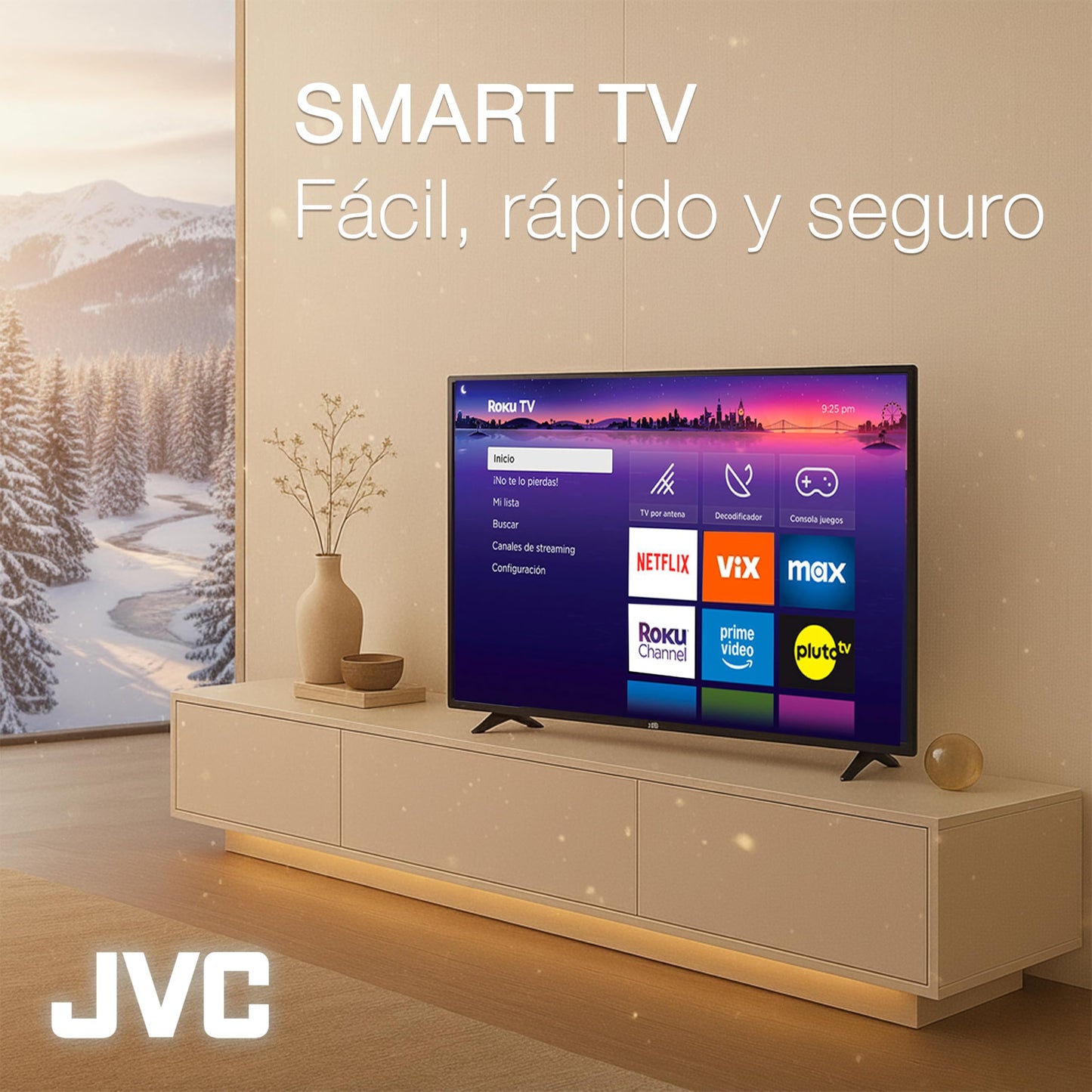 Televisión Pantalla 55 Pulgadas JVC Roku TV 4K UHD SI55URF