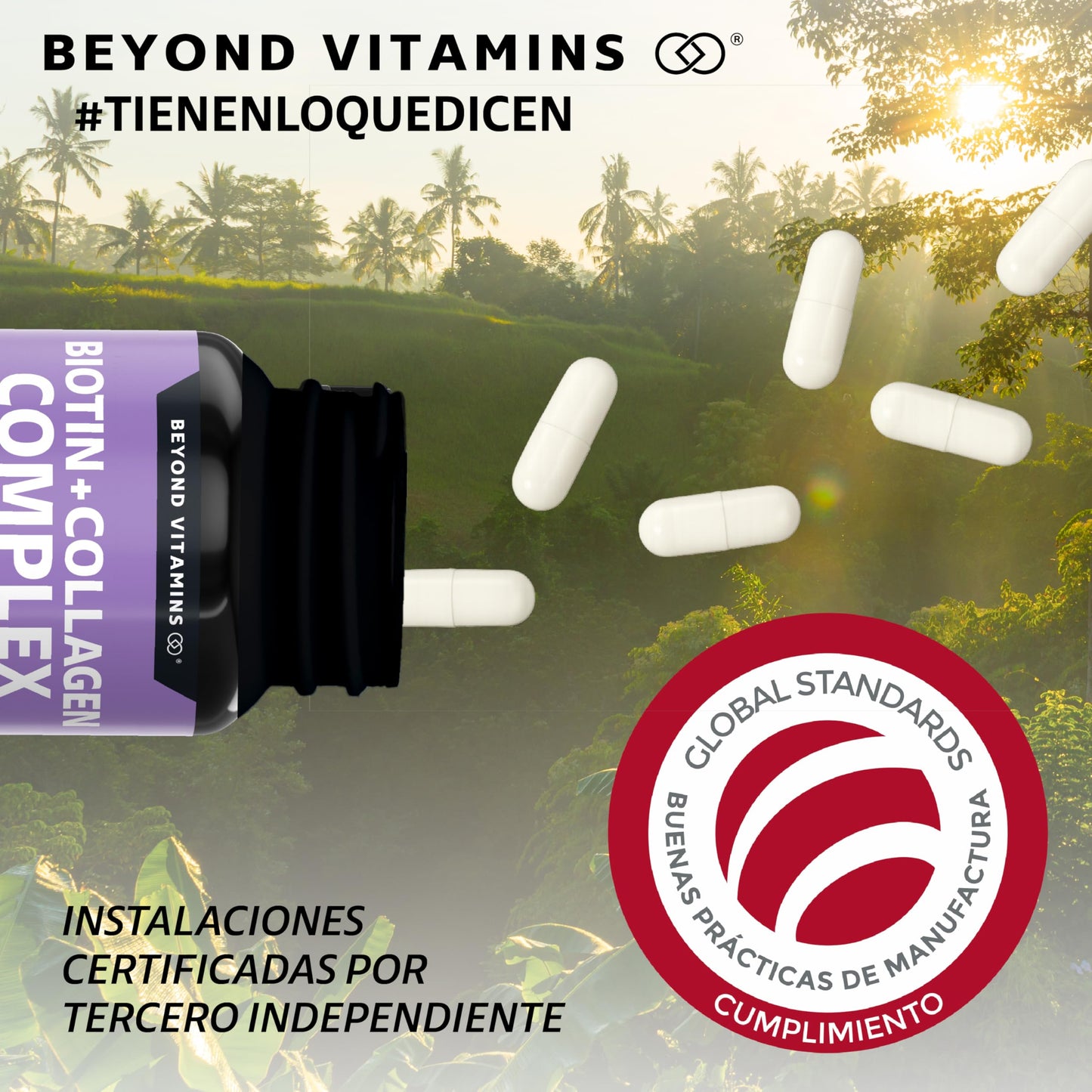 Biotin+Collagen Complex- Contiene Biotina + Colágeno + 15 Ingredientes y Vitaminas - Suplemento Vitamínico - Suplemento Alimenticio en Cápsulas - Sin Azúcar-Ingredientes NON GMO-60 cápsulas para 60 días
